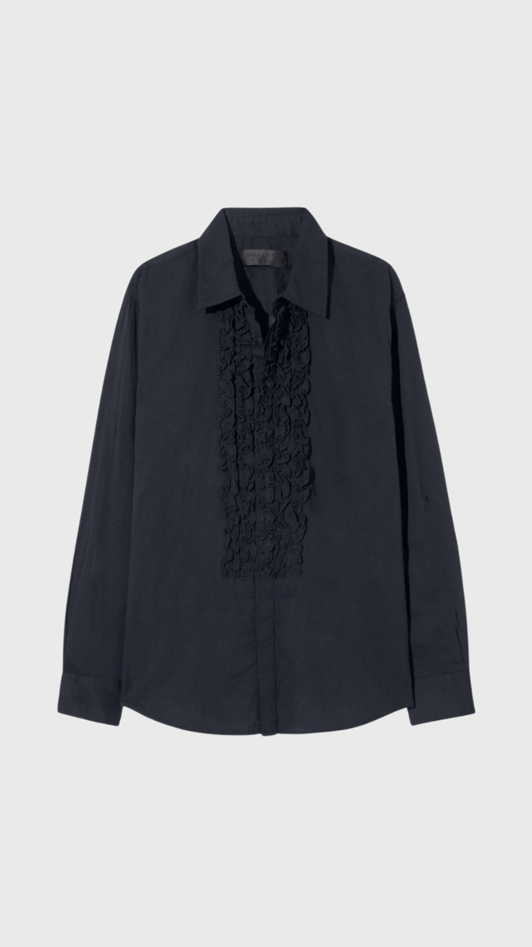 Nili Lotan Nathael Ruffle Shirt in Midnight