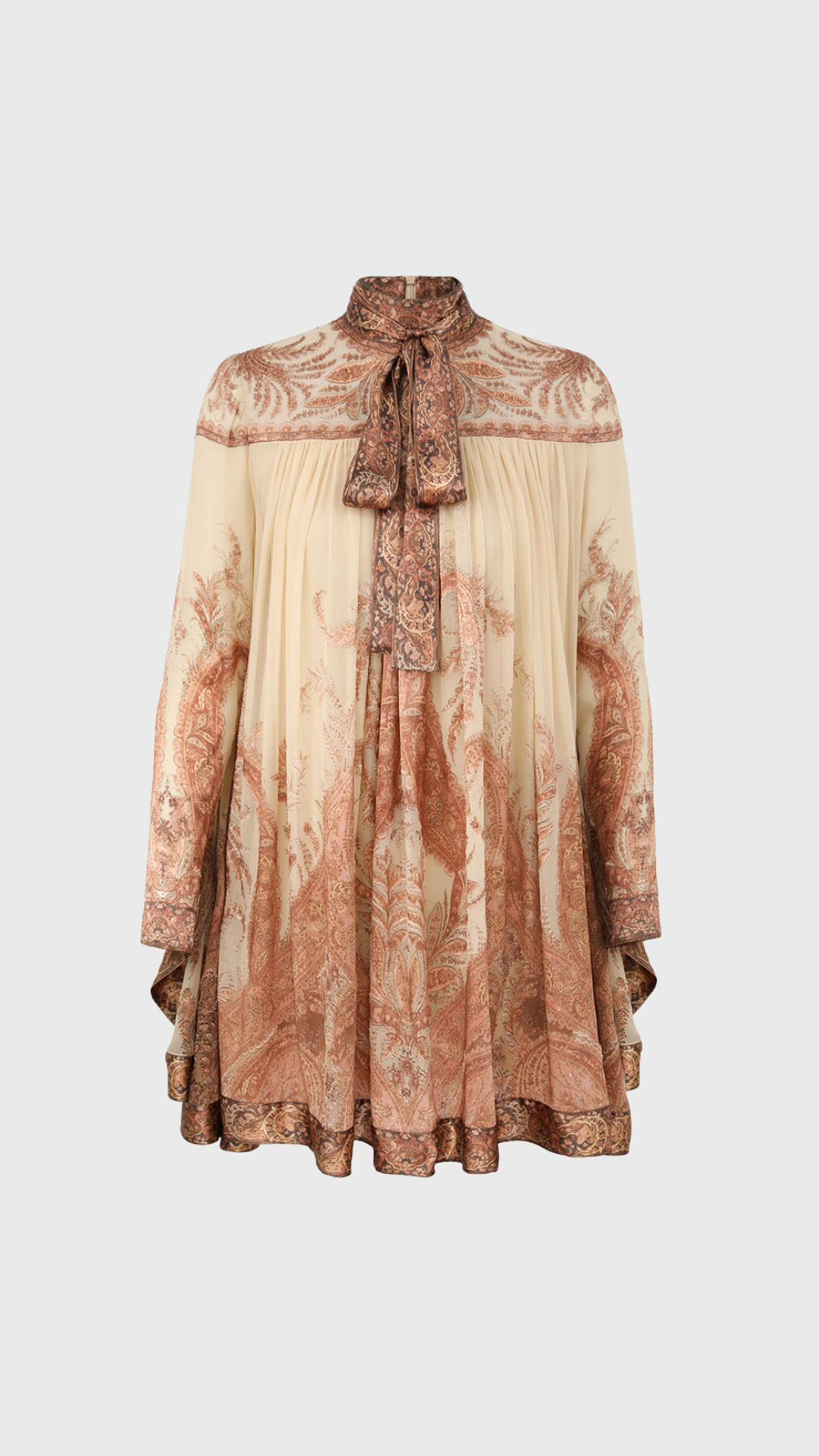 Zimmerman Hypnotic Batwing Mini Dress in Cream Paisley