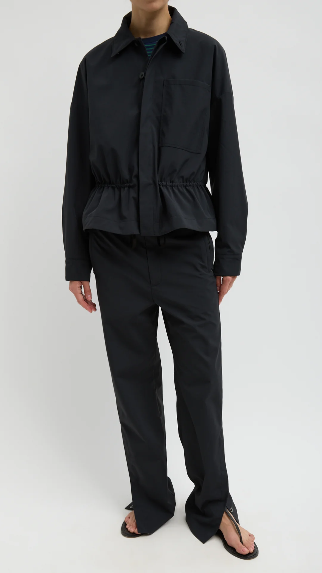 Tibi Tech Suiting Anorak Bomber Jacket in Black