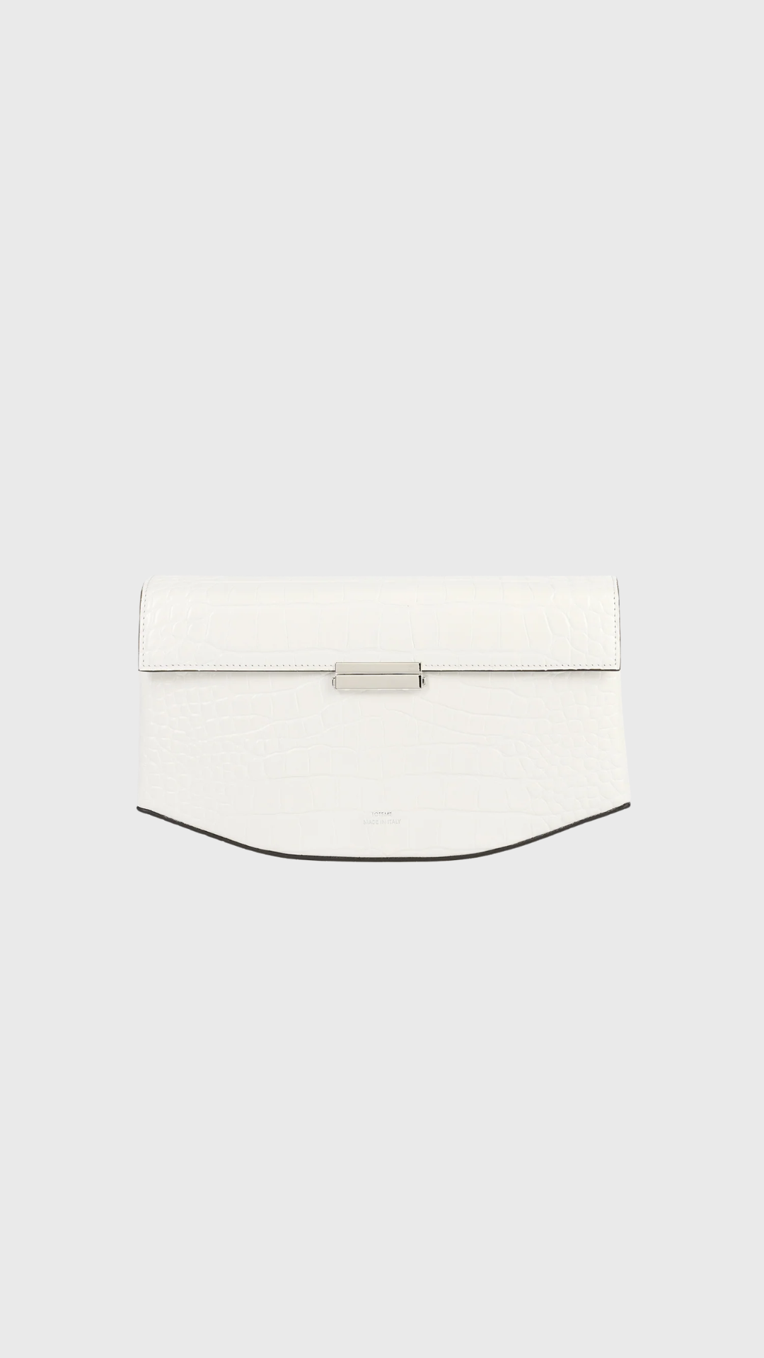 Toteme Clip Croco Embossed Shoulder Bag in Off White