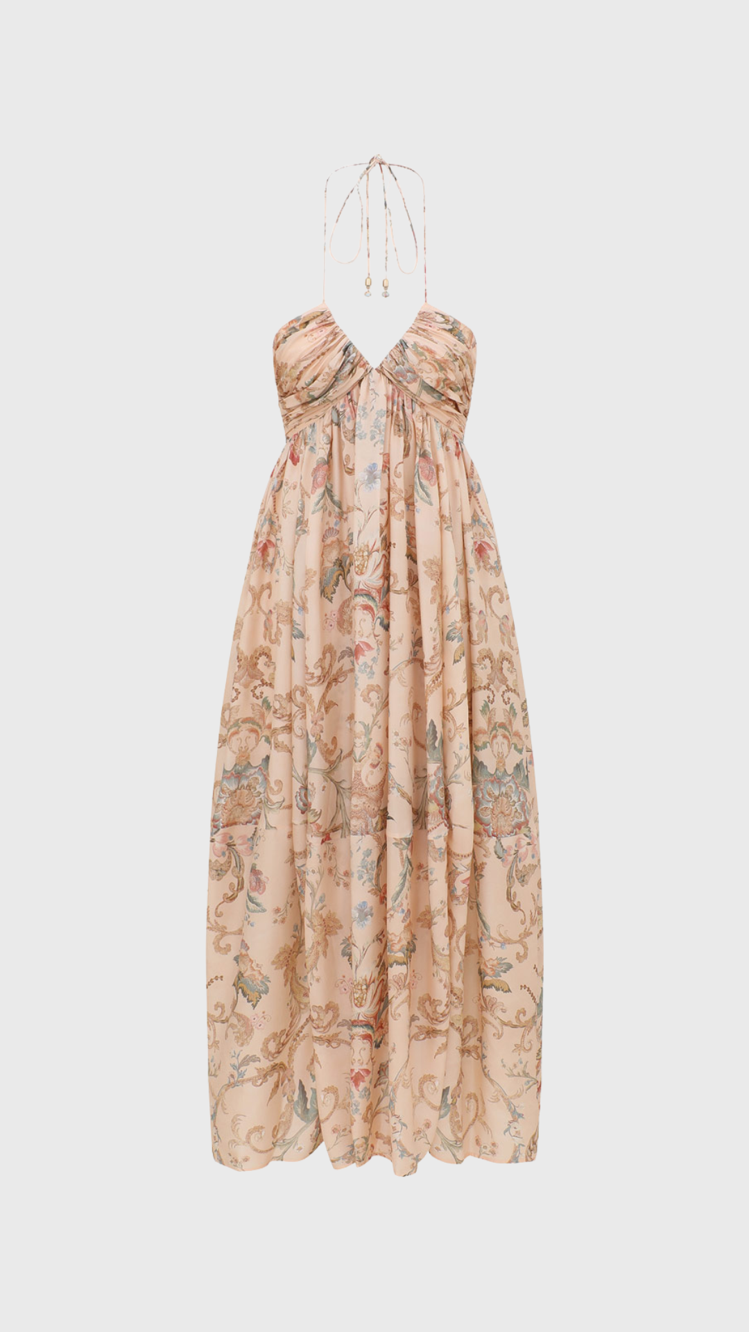 Zimmermann Roselight Halter Maxi Dress Pink Tapestry Floral