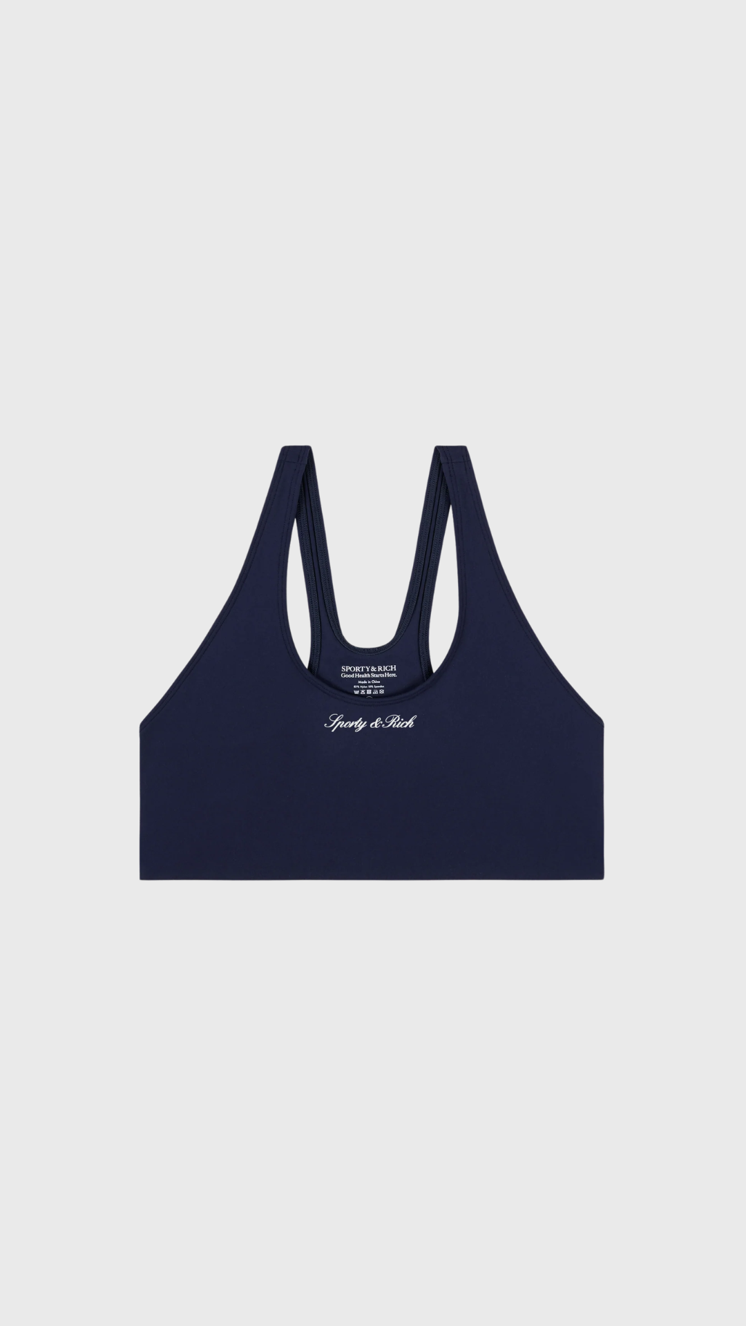 Sporty & Rich Signature Logo Sports Bra in Dark Navy