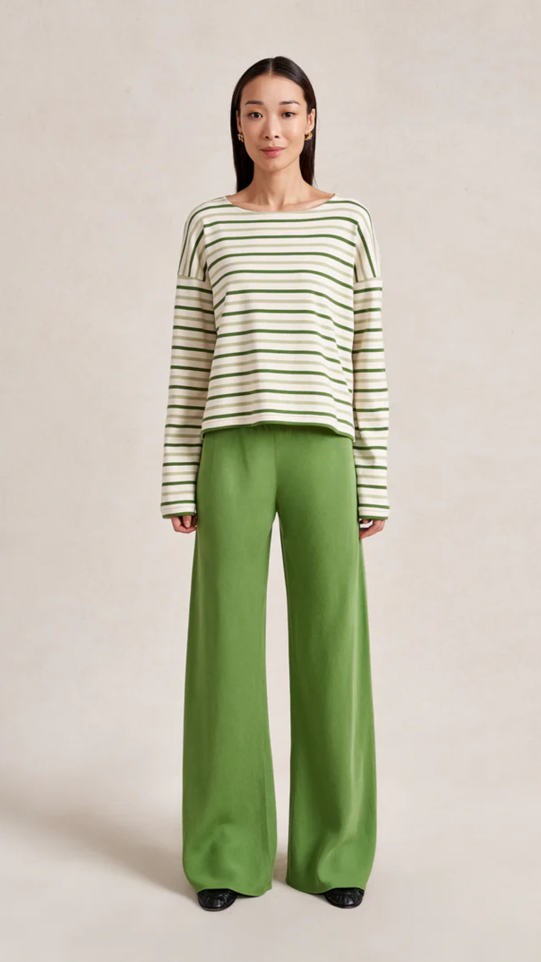 La Ligne Long Sleeve Breton Tee in Ecru