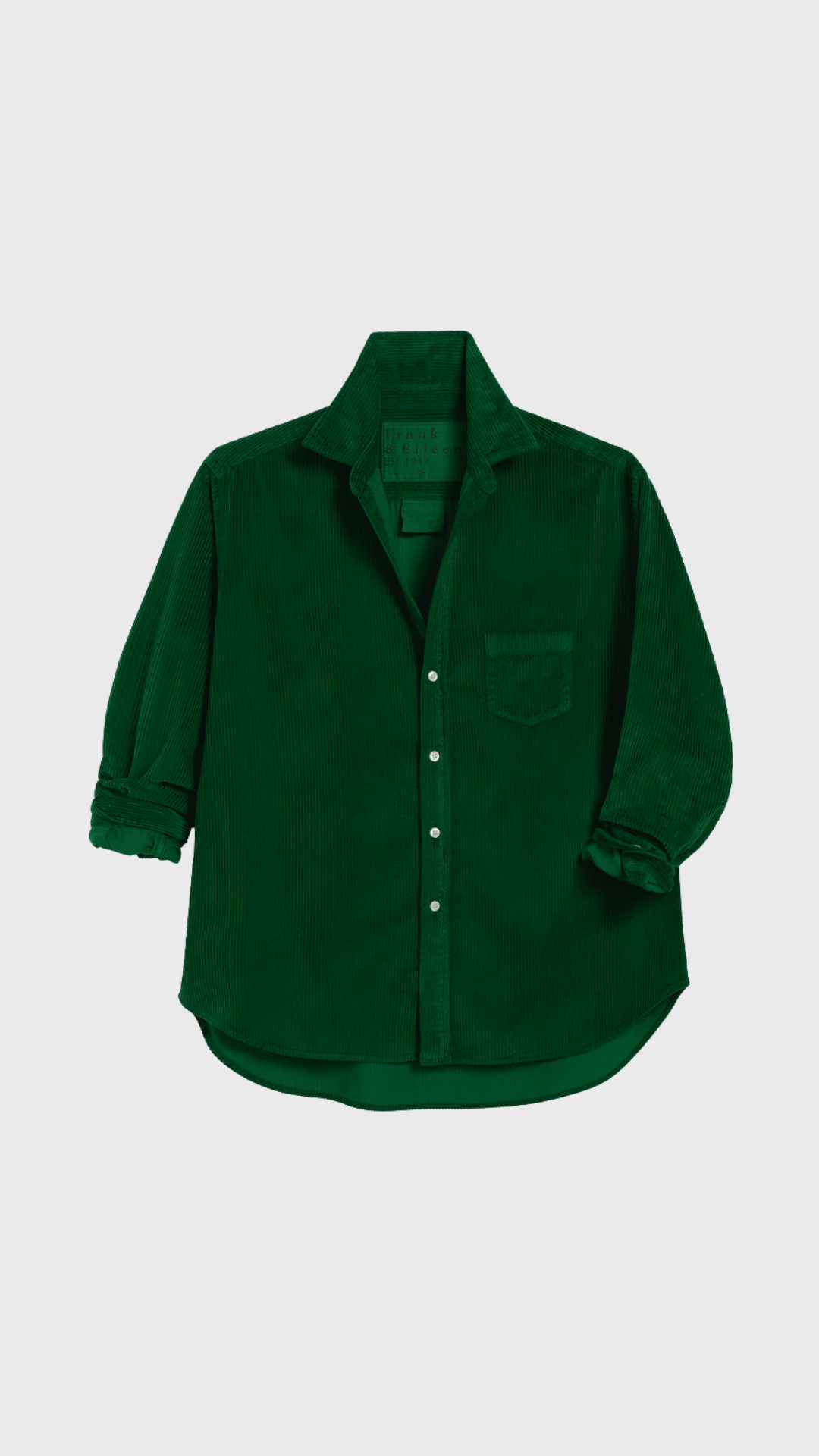 Frank & Eileen Relaxed Button Up Corduroy Shirt in Kelly Green