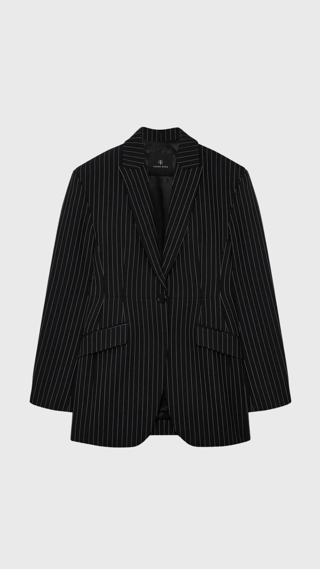 Anine Bing Elga Blazer in Black and White Pinstripe