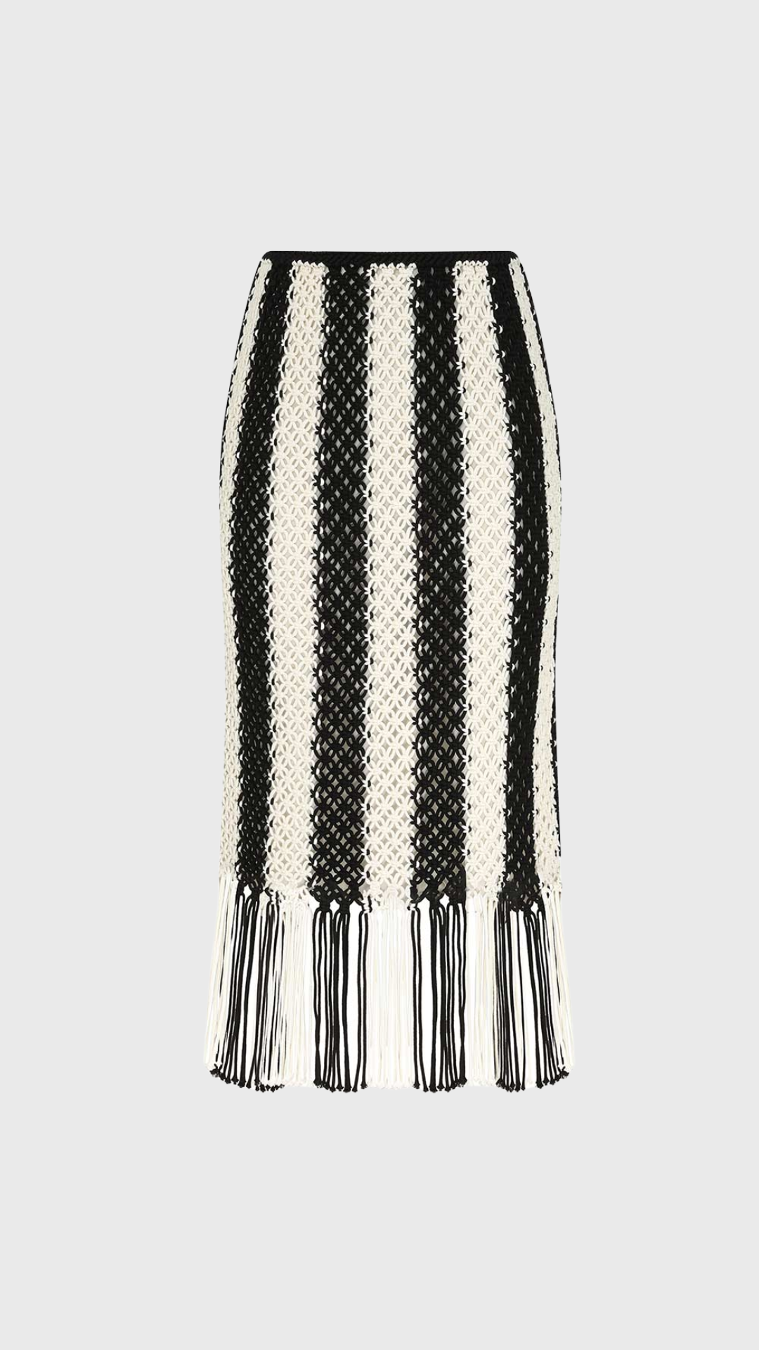 Zimmermann Wanderlust Macrame Maxi Skirt in Black/Ivory