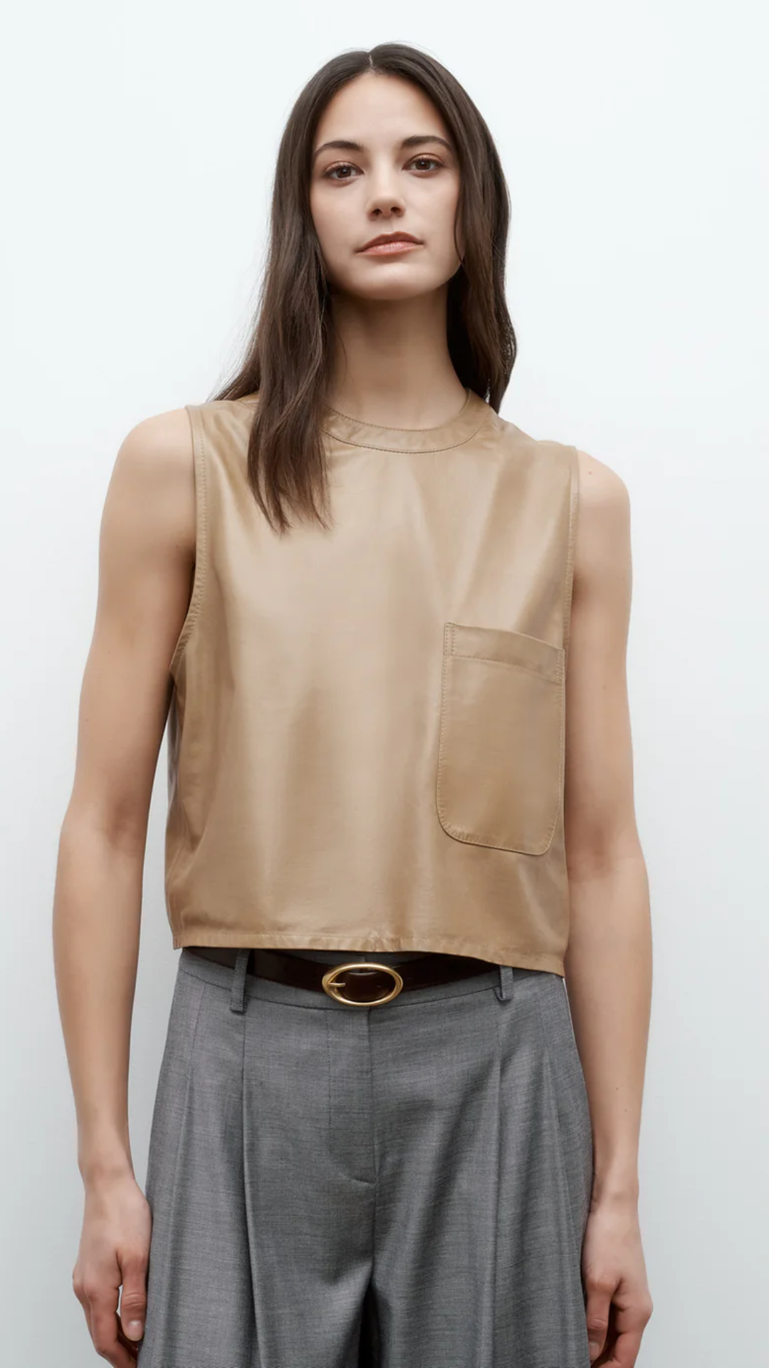 TWP Cropped Muscle Tank in Kelp