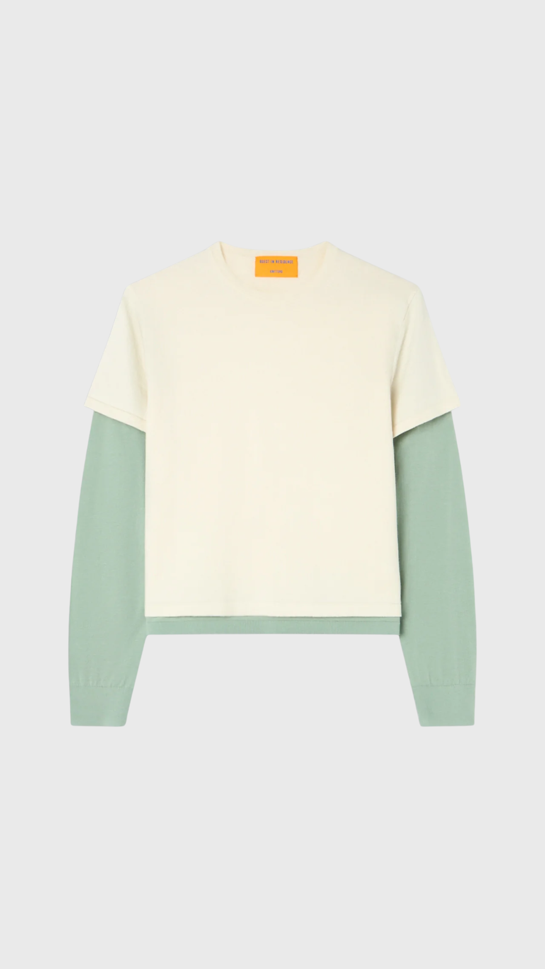 Guest In Residence Layer Tee in Cream/Sage Brush