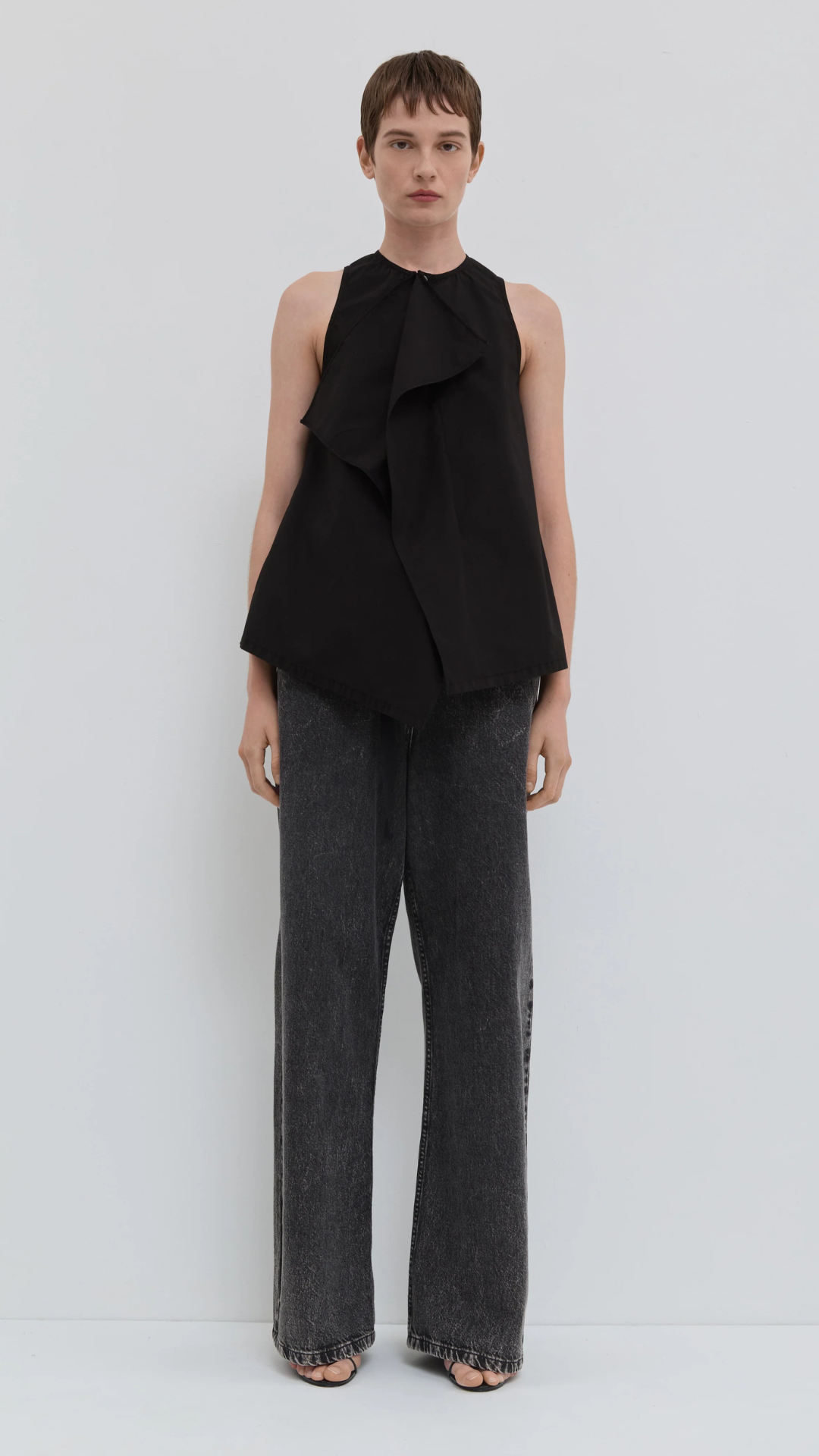 Christian Wijnants Tilos Sleeveless Top With Ruffle in Black