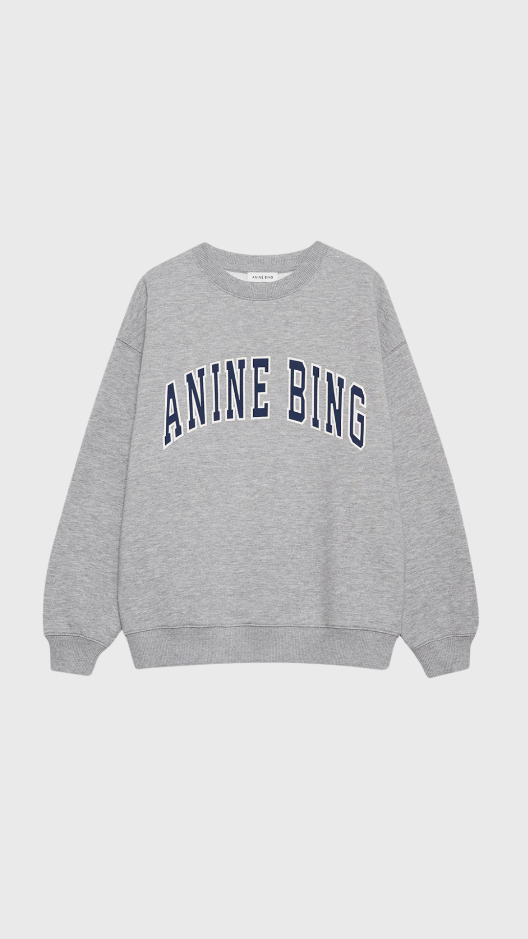 Anine Bing Spencer Sweatshirt in Heather Grey with Navy