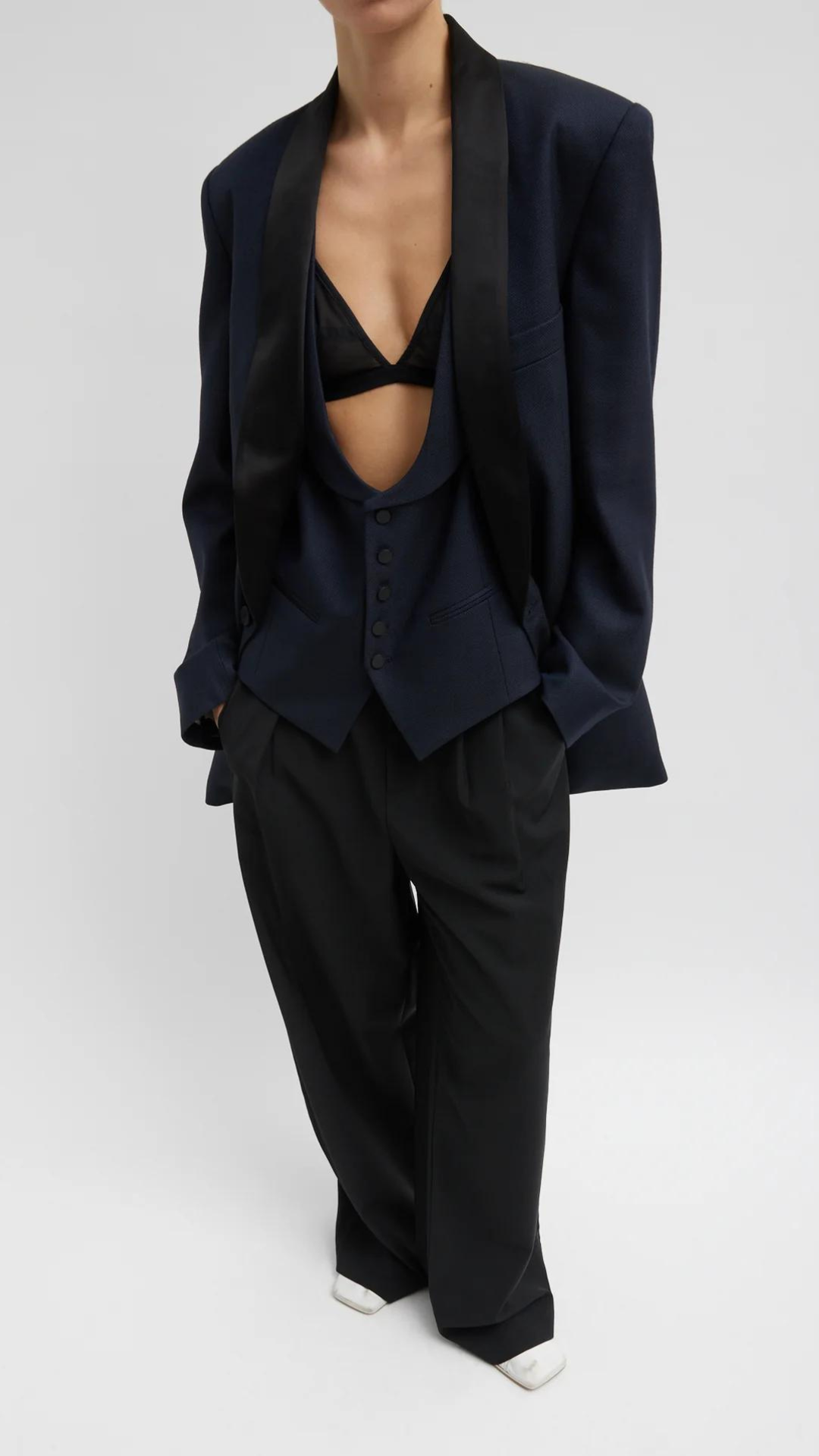 Tibi Birdseye Tuxedo Jacket