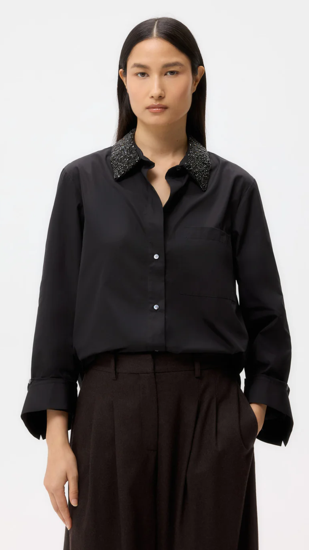 TWP Dude Top with Crystal Collar in Black