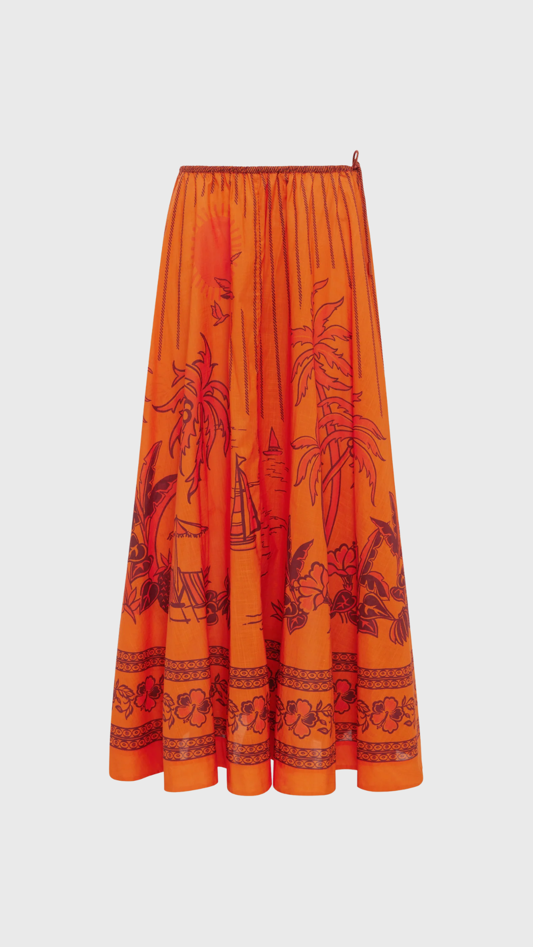 ALÉMAIS Boathouse Midi Skirt in Orange