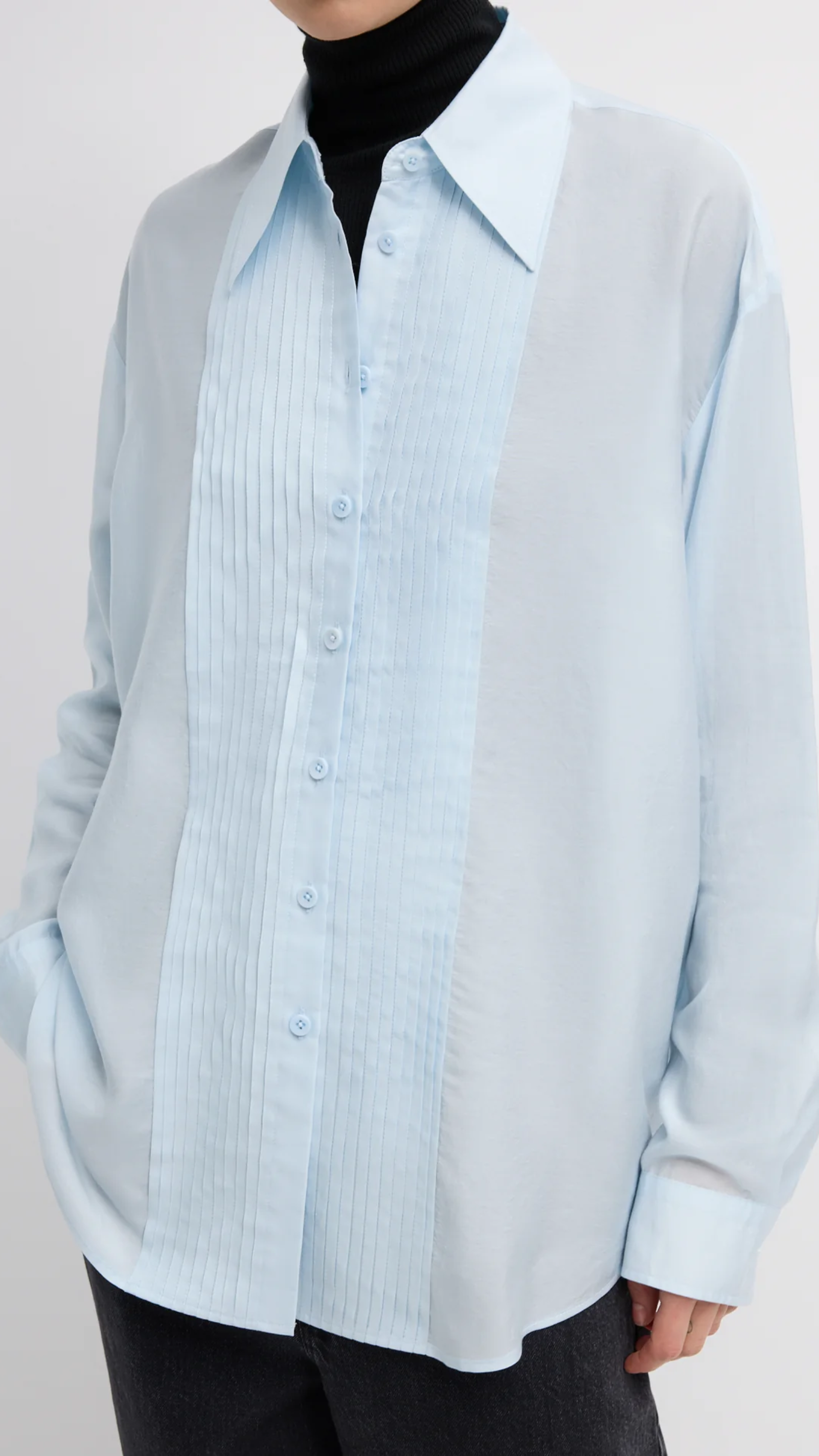 Tibi Silk Voile Easy Pintucked Shirt
