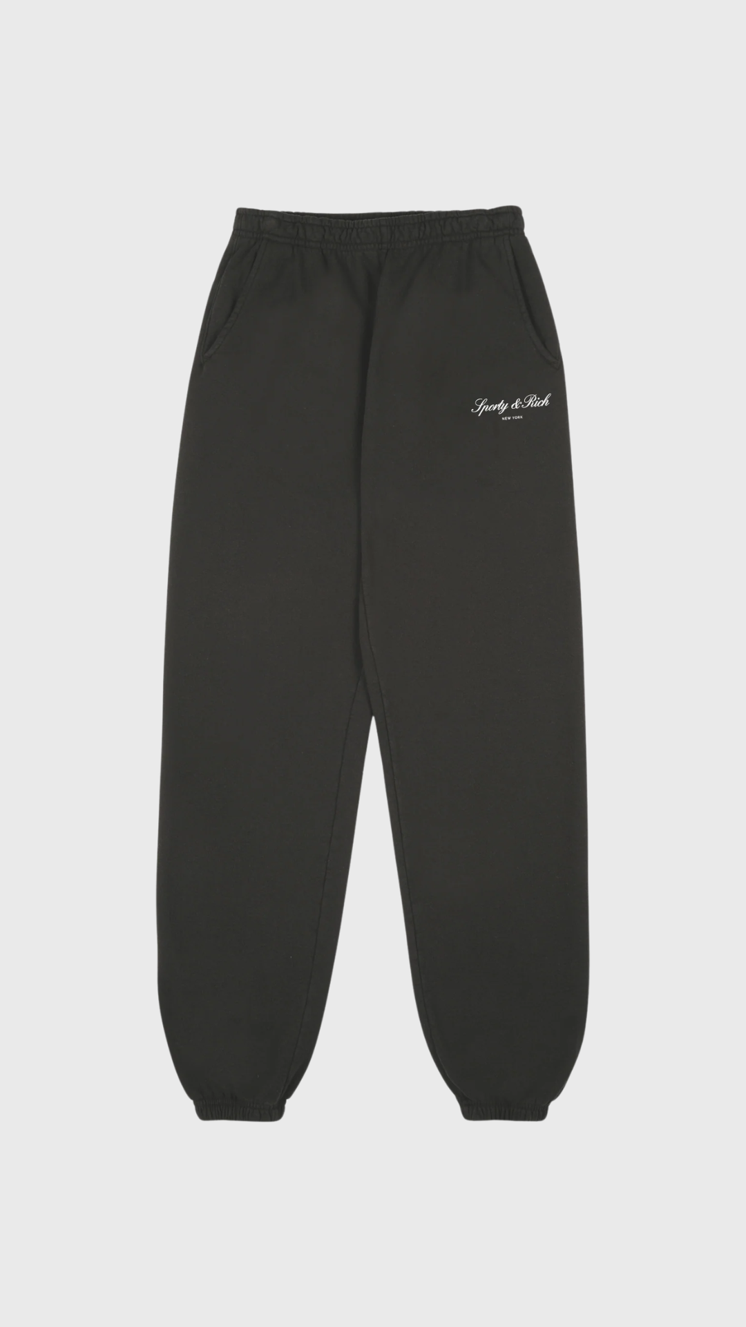 Sporty & Rich Signature NY Sweatpant in Faded Black