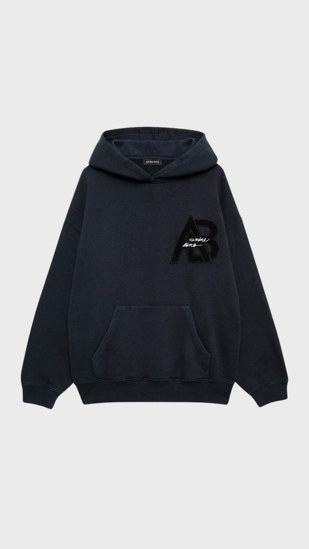 Anine Bing Jaci Hoodie Letterman in Vintage Black