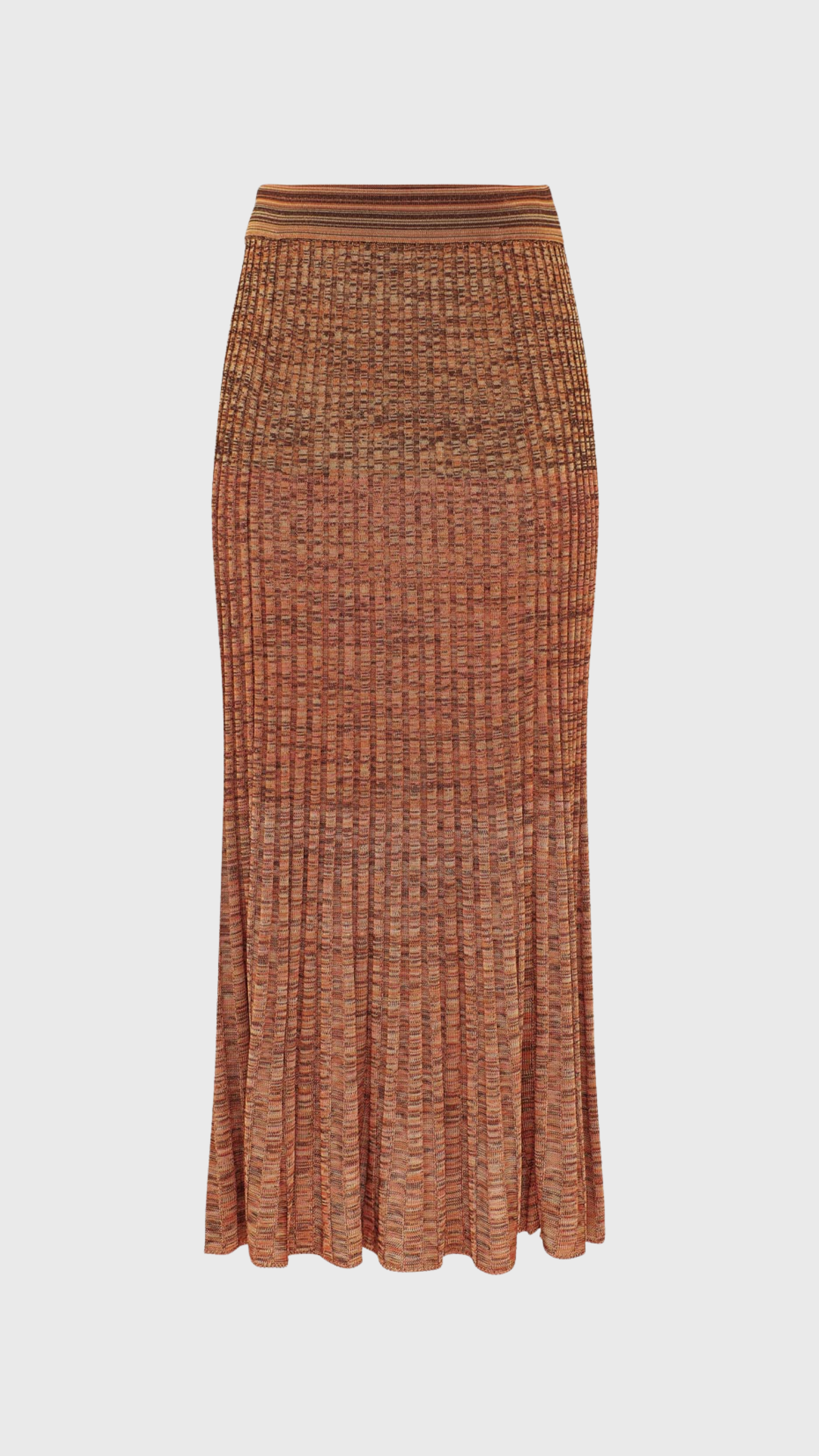 Zimmermann Mouline Rib Midi Skirt in Chocolate Multi