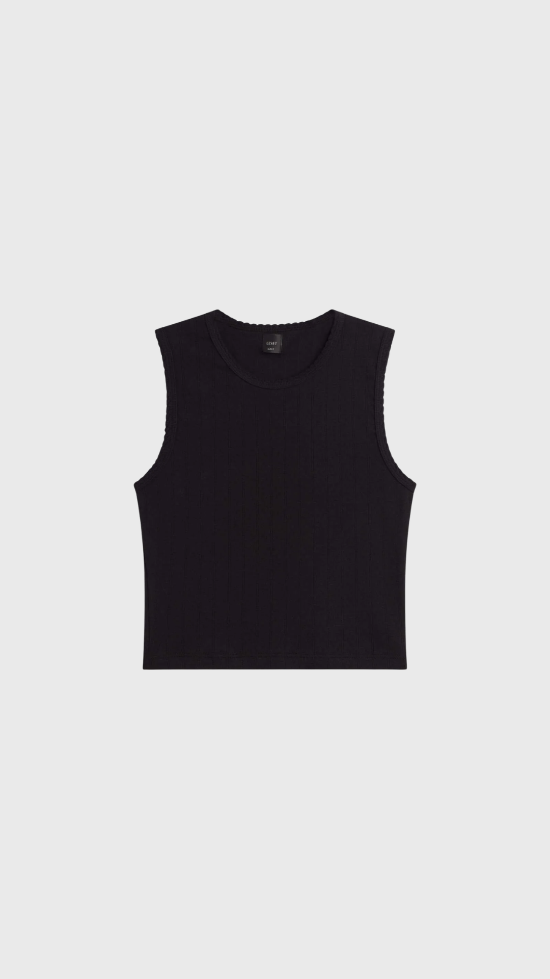 LESET Pointelle Sleeveless Crew in Black