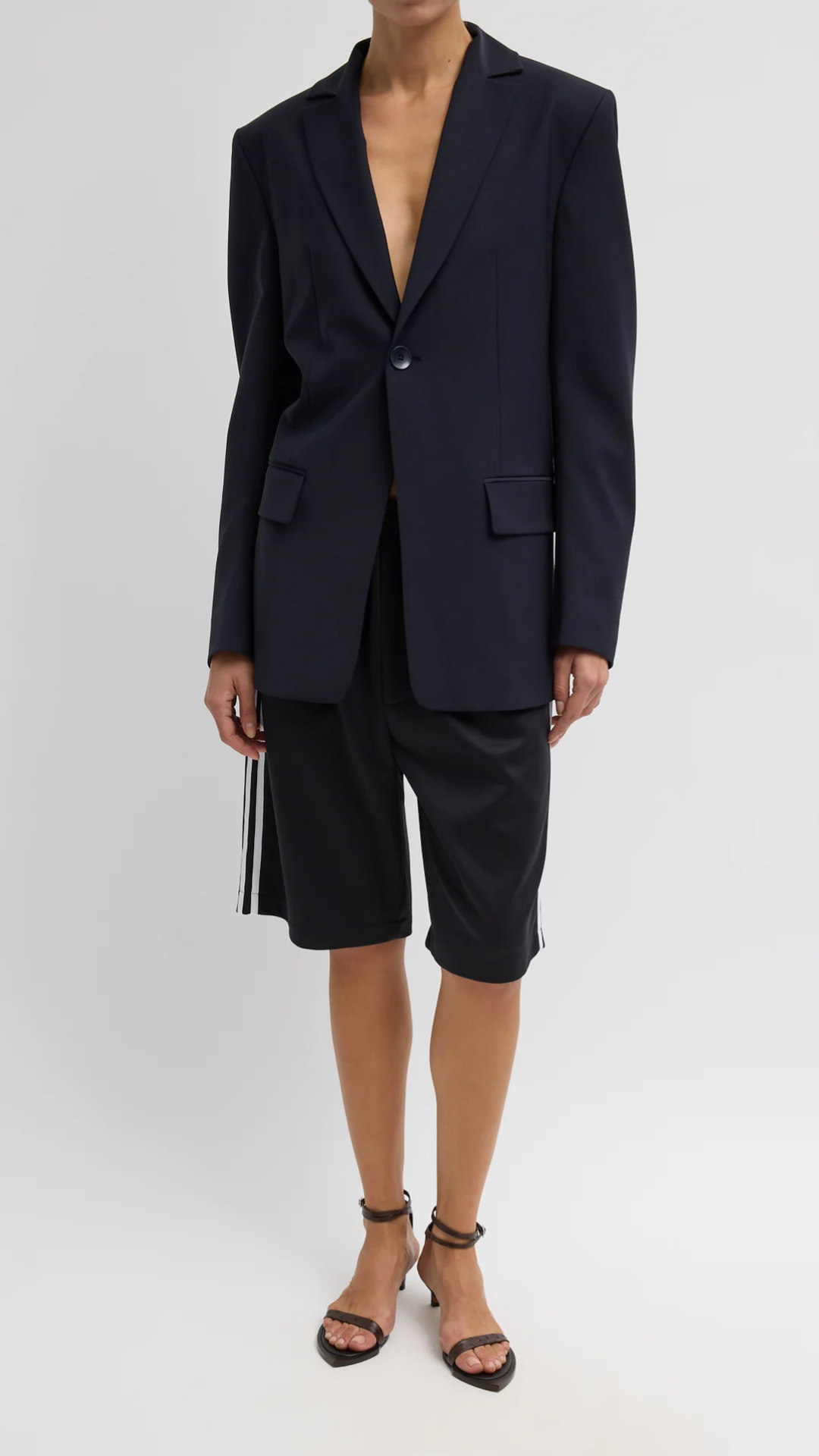 Tibi Tropical Wool Sculpted Blazer in Navy