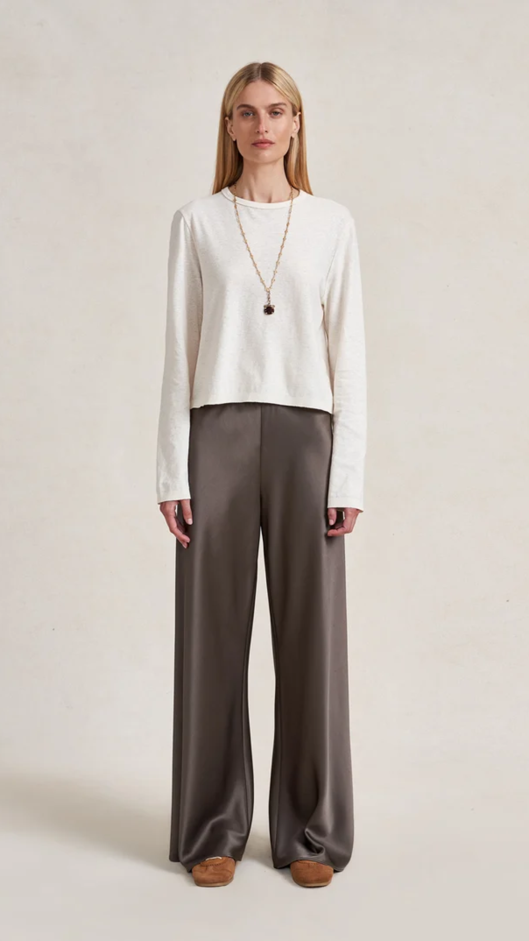 La Ligne Satin Colby Pant in Taupe