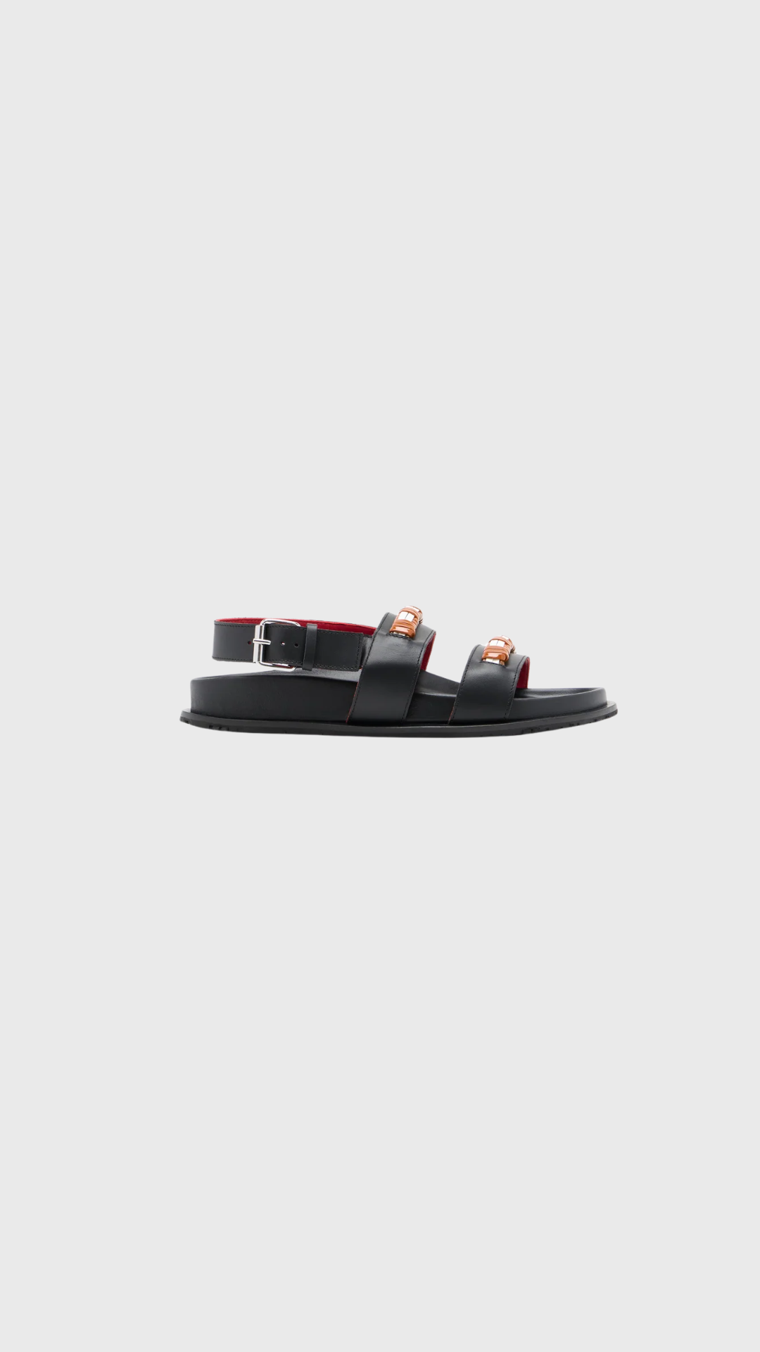 Plan C Bands Fussbet Flat Sandal in Black