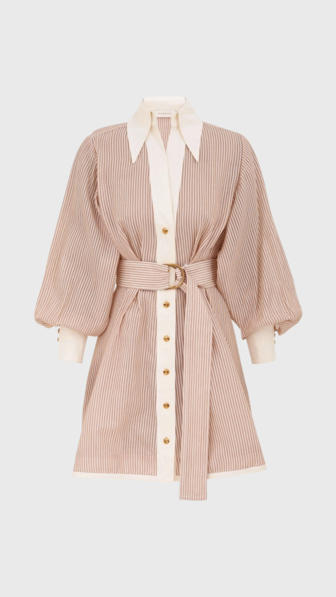 Zimmermann Hypnotic Tuck Mini Dress in Tan Stripe