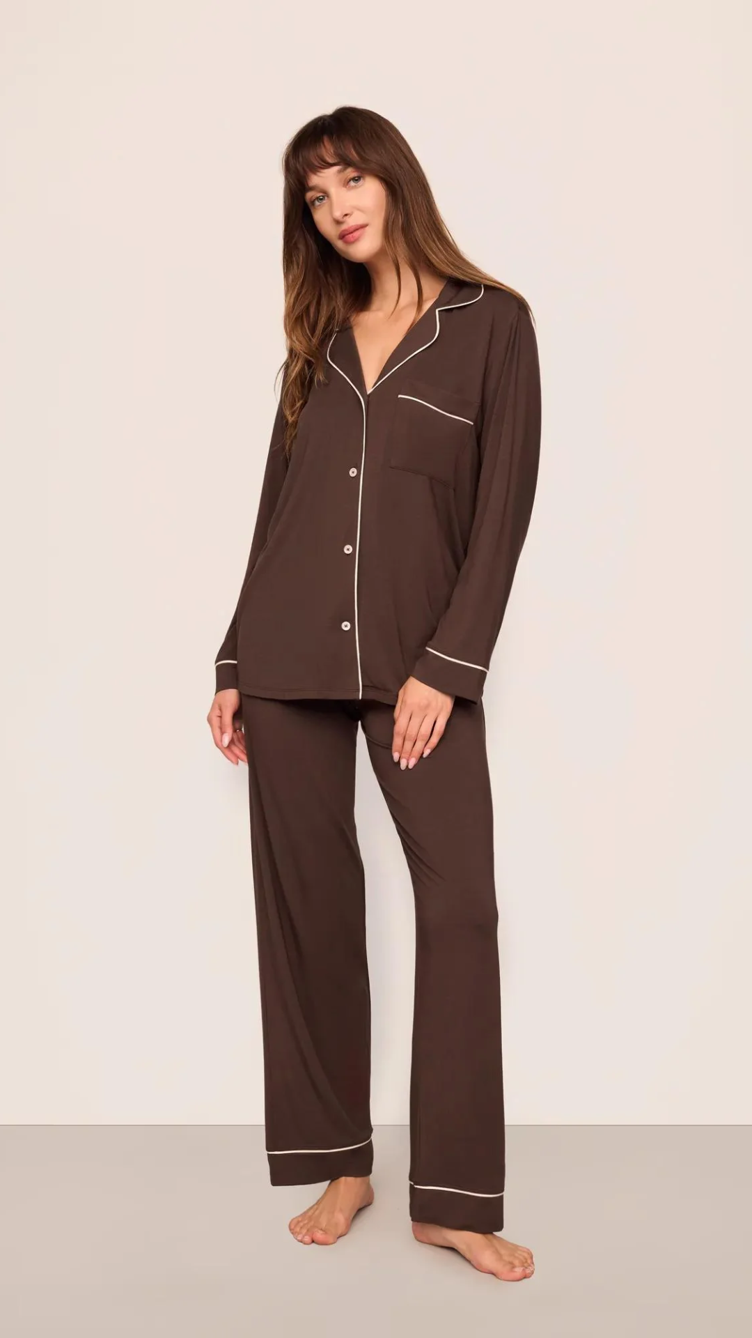 Eberjey Gisele Long PJ Set in Chocolate