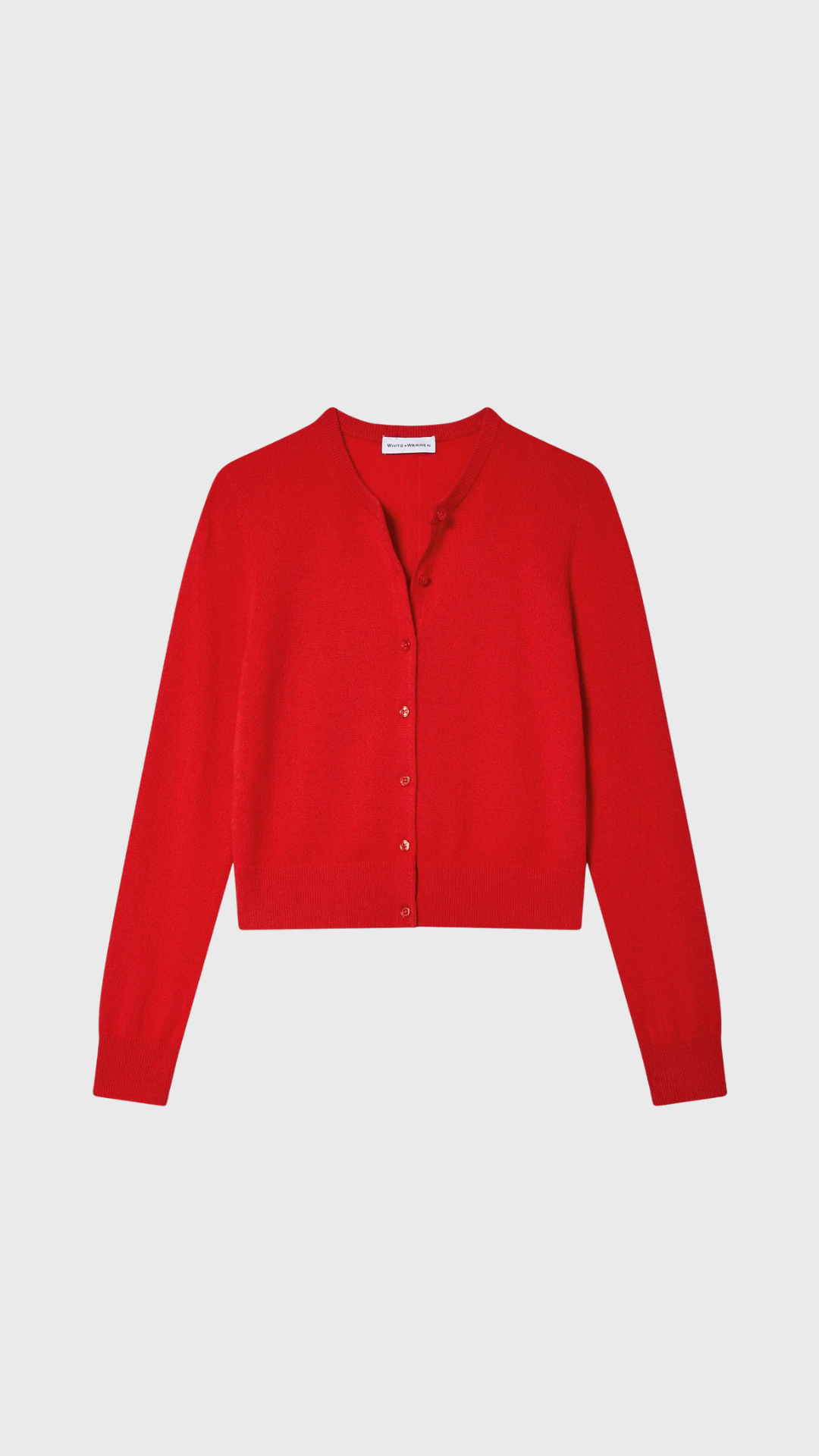 White + Warren Crewneck Cardigan in French Red