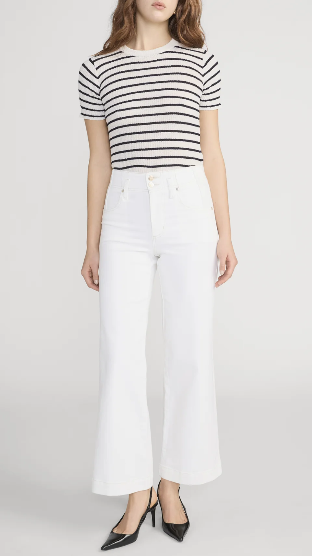 Frame The Seamed Wide Trouser Crop in Au Natural Clean