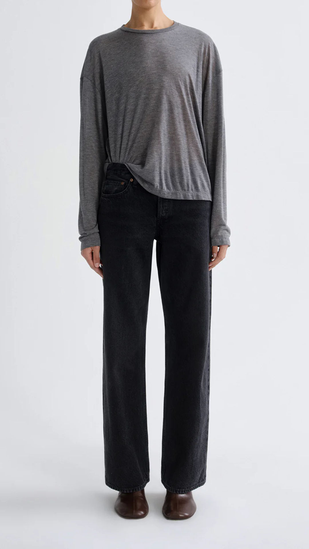 Agolde Sasha Tee in Grey Heather
