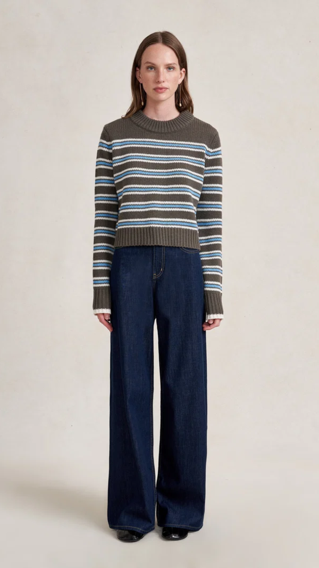 La Ligne Mini Marin Sweater in Taupe/Cerulean