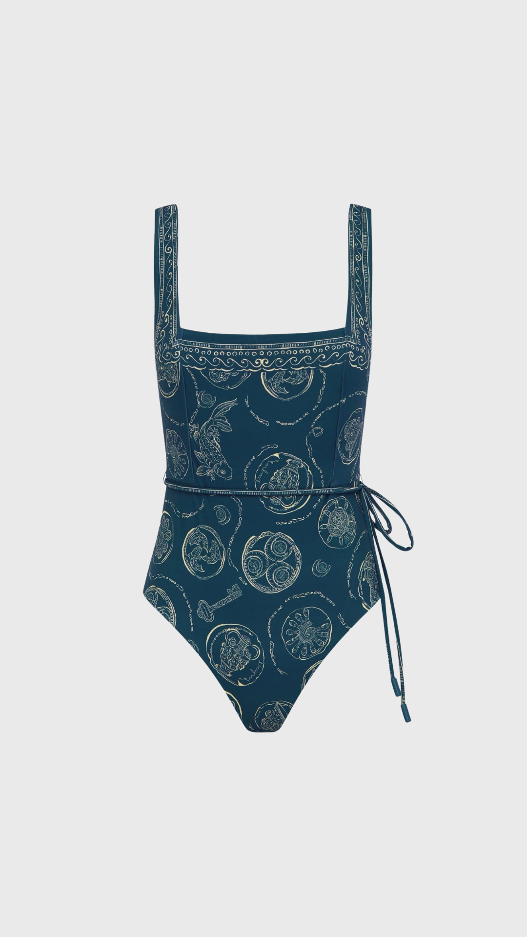 Alemais Lucky Square Neck One Piece in Blue