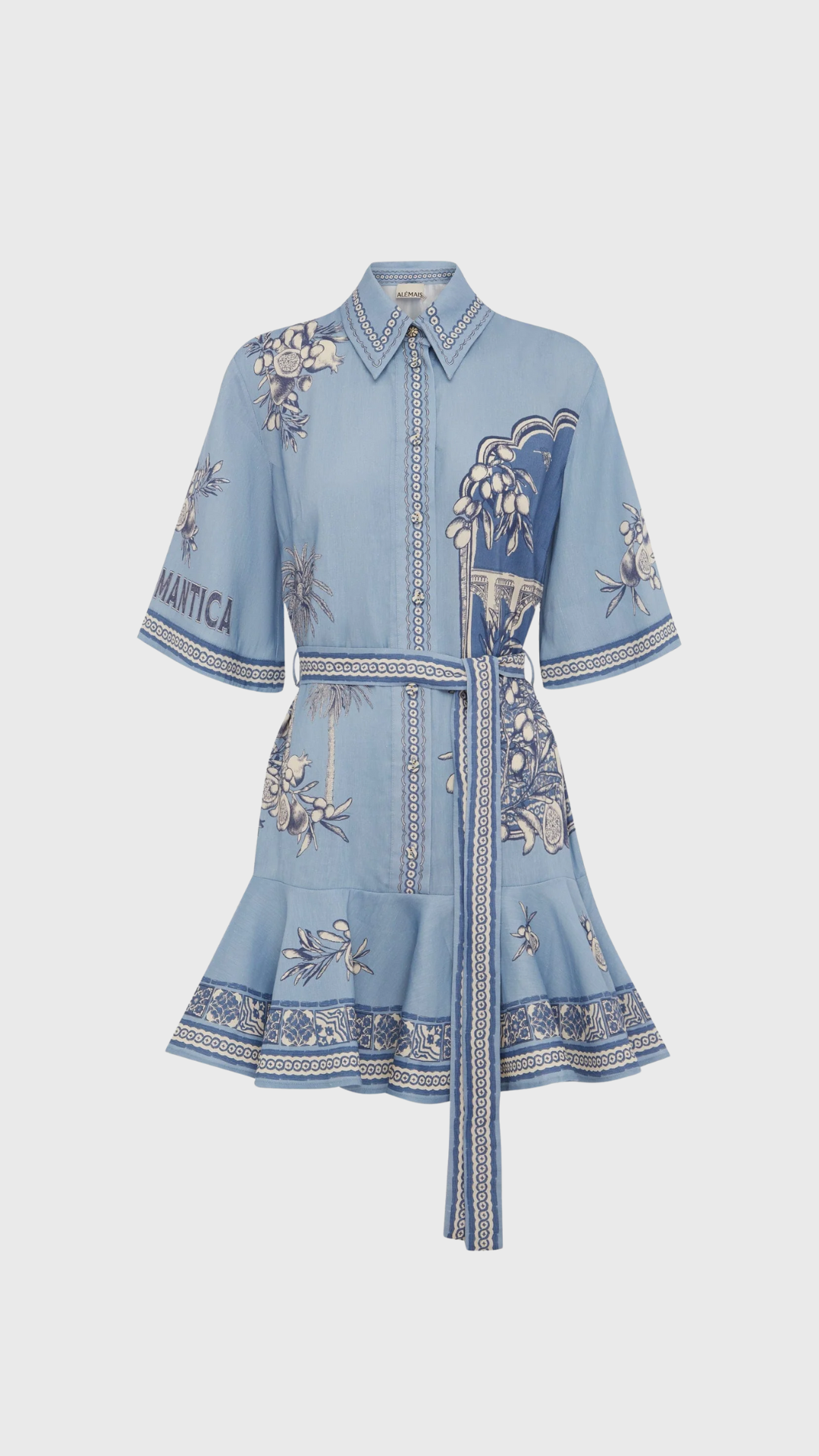 Alemais Villa Romantica Mini Dress in Blue