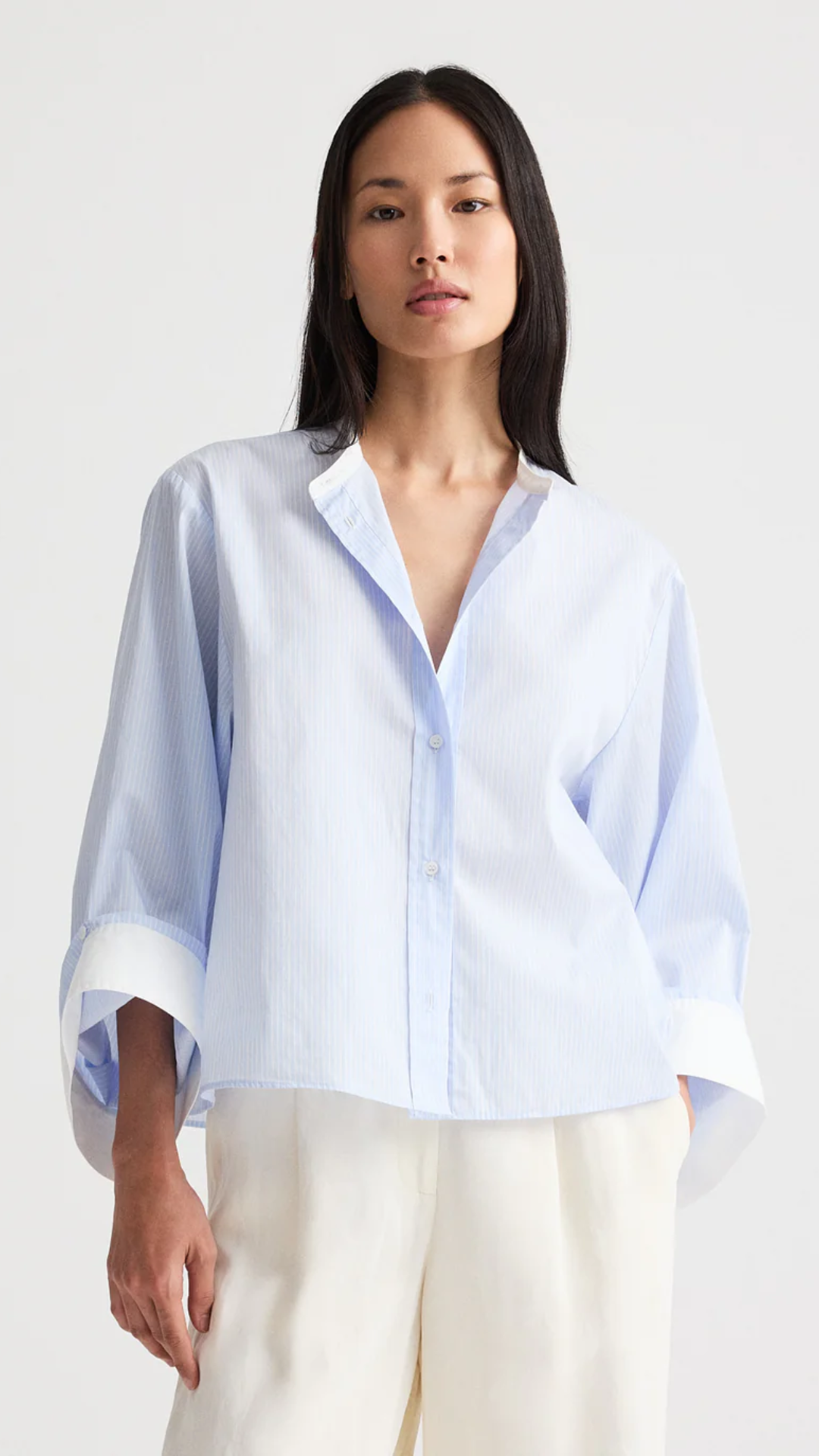 TWP The Beau Shirt in Blue Haven/White