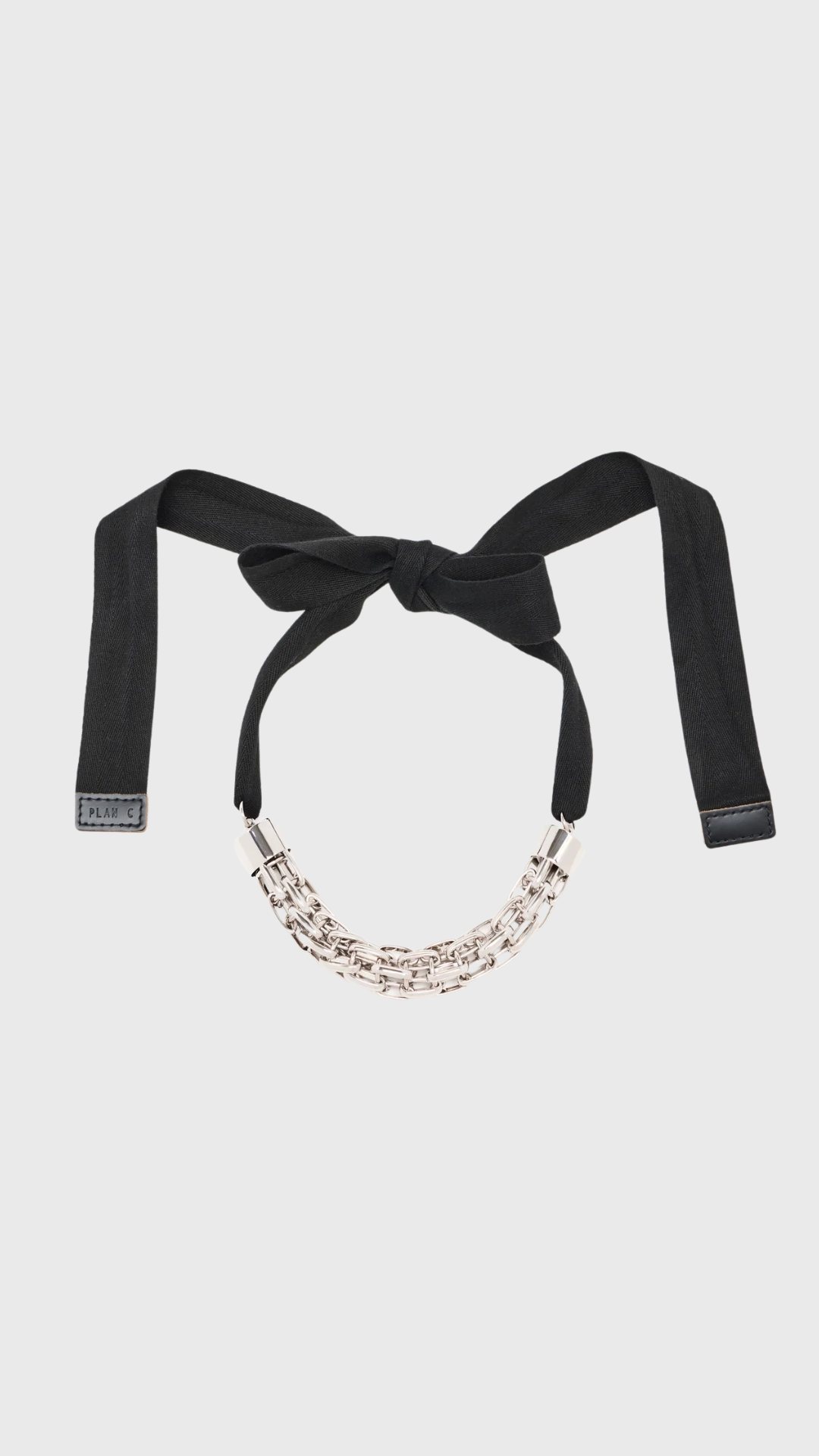 Plan C Chain Necklace with Ribbon in Silver