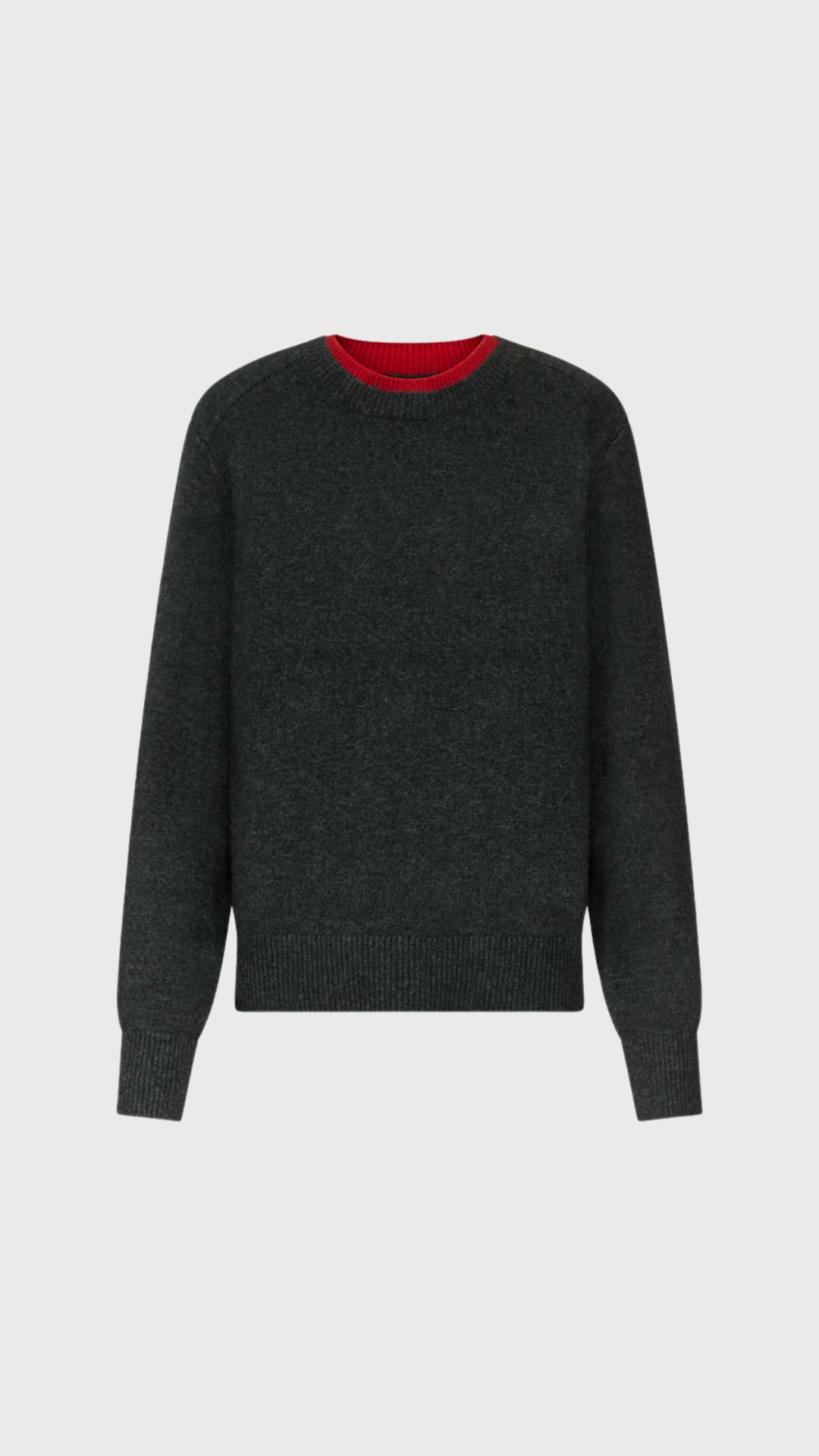 Loulou de Saison Otis Contrast Sweater in Charcoal/Red