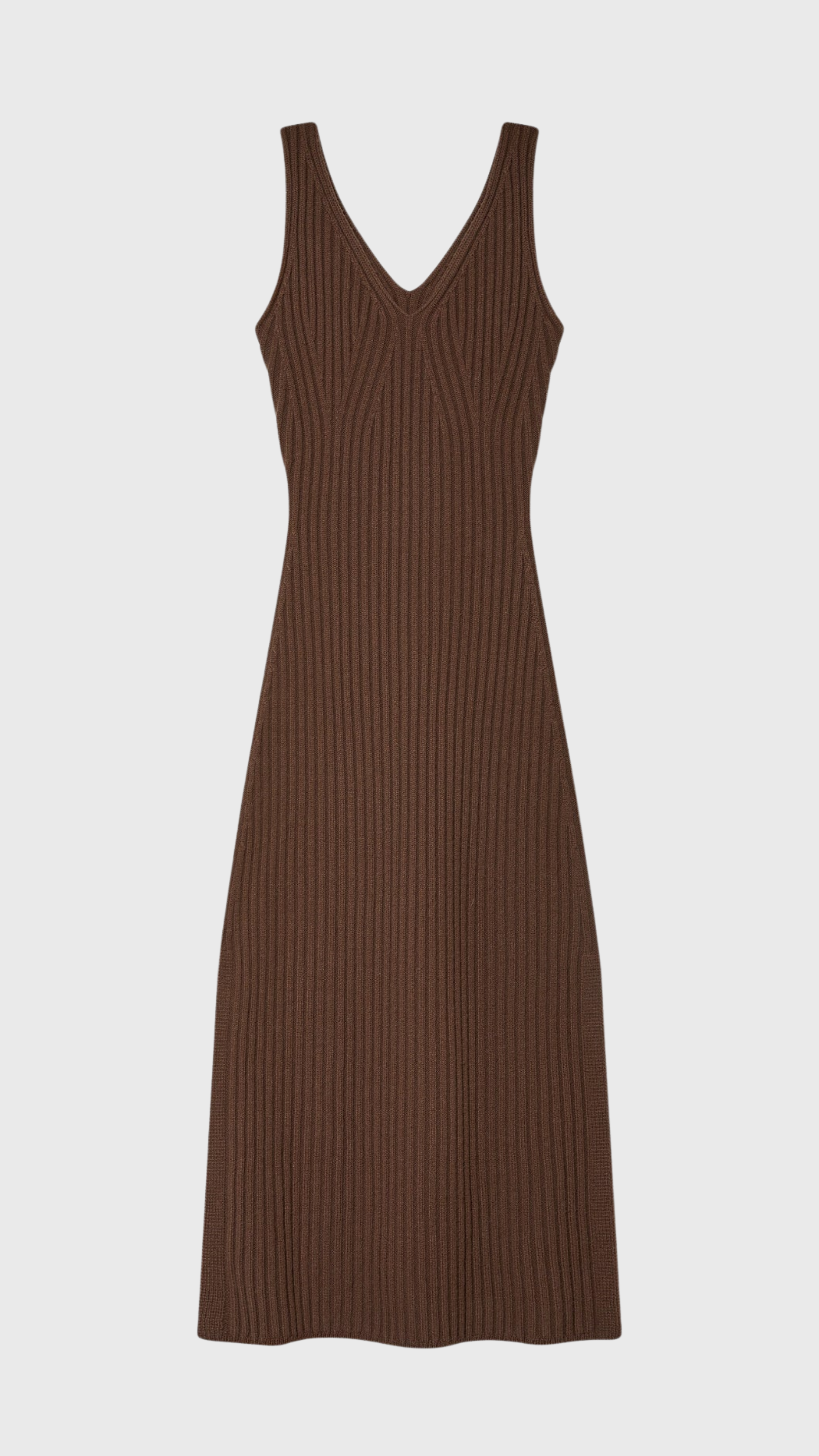White + Warren Cashmere Blend Ribbed Midi Dress in Umber