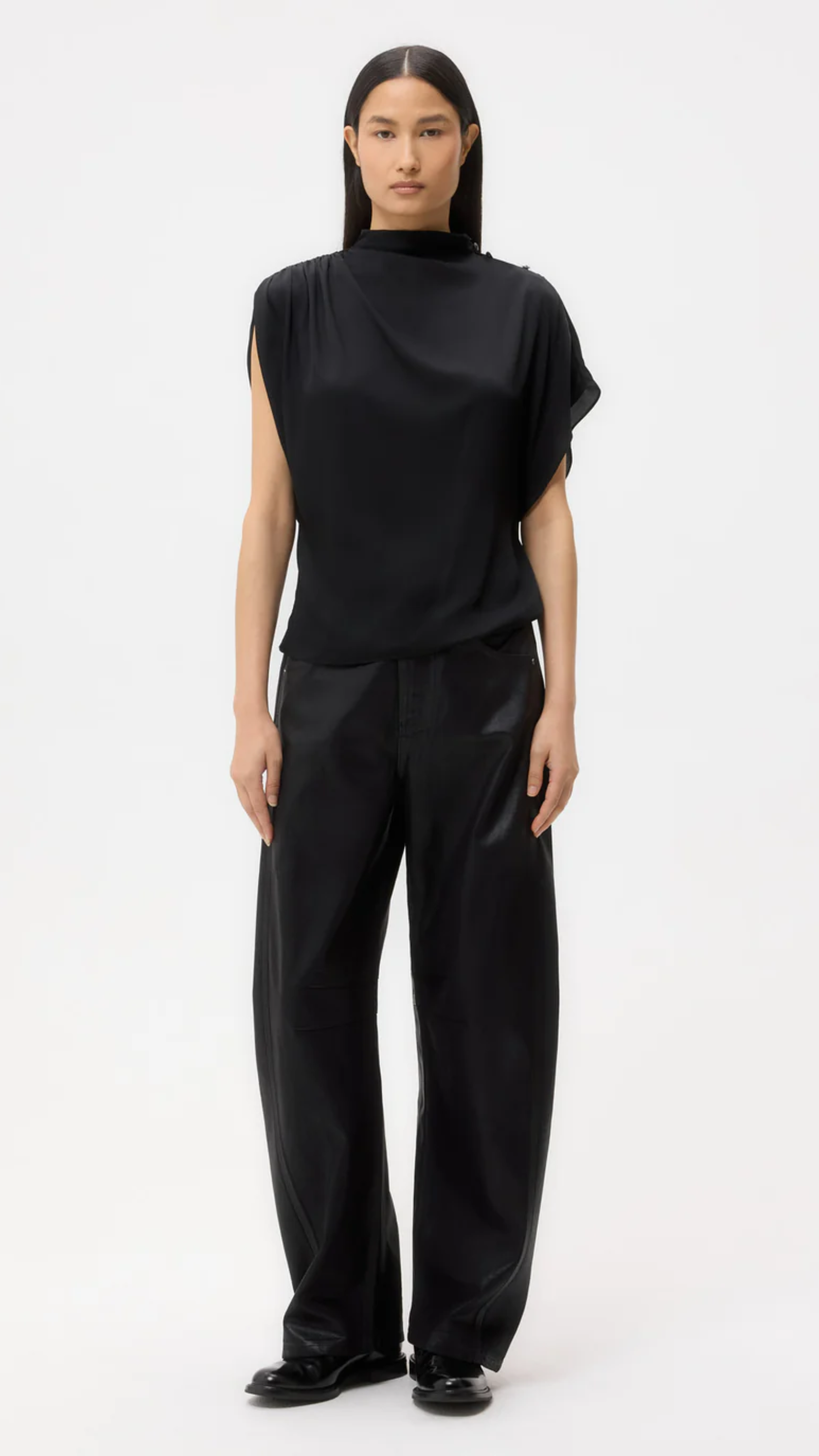 TWP Wish You Would Silk Georgette Top in After Dark