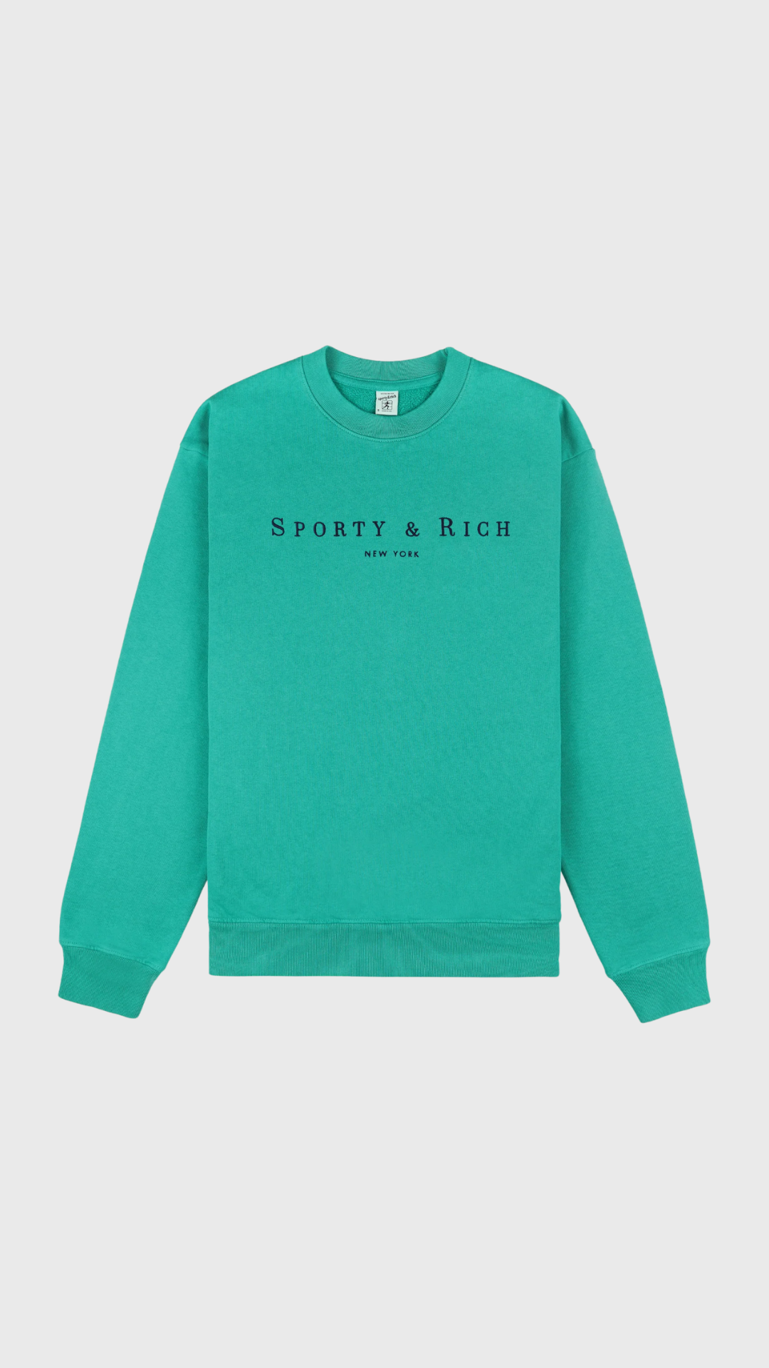 Sporty & Rich Title Embroidered Crewneck in Amalfi Green