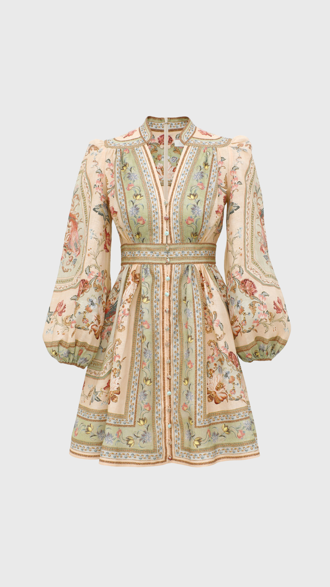mini zimmermann dress Crush Buttoned Mini Dress Lilac Floral