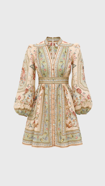 zimmermann short sleeve dress ZIMMERMANN Aster Embroidered Denim Midi Dress | Railway Blue