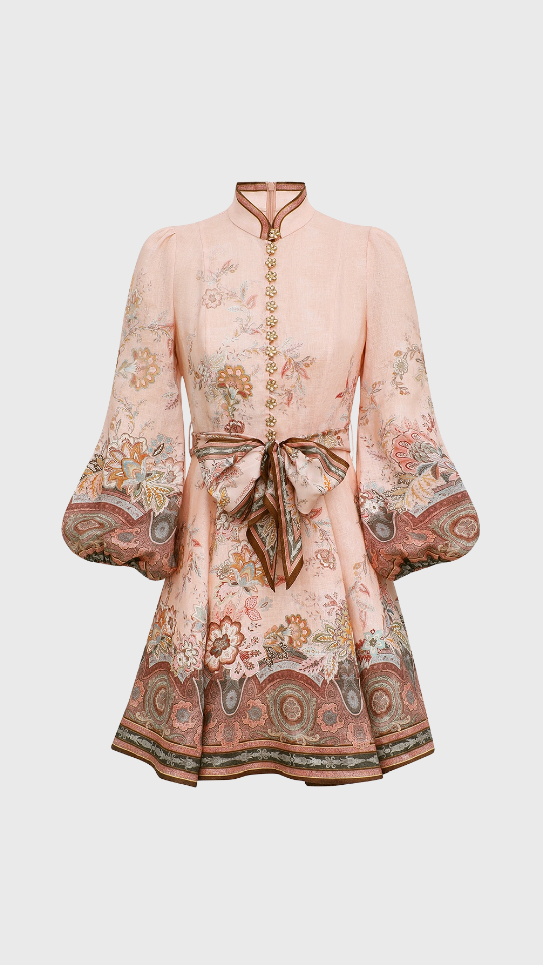 Zimmermann Alchemy Button Mini Dress in Pink Paisley