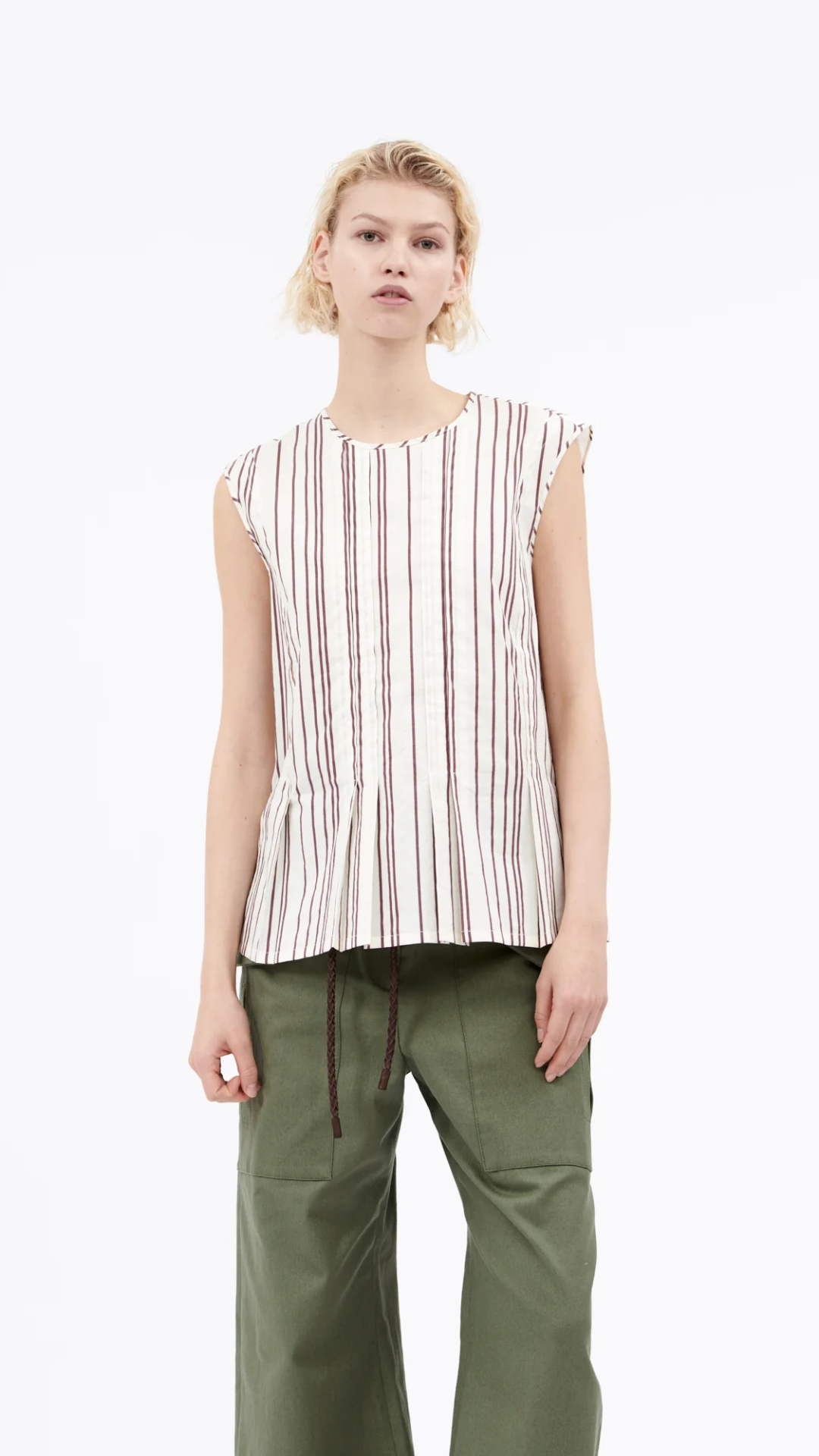 Odeeh Stripe Top in Burgundy