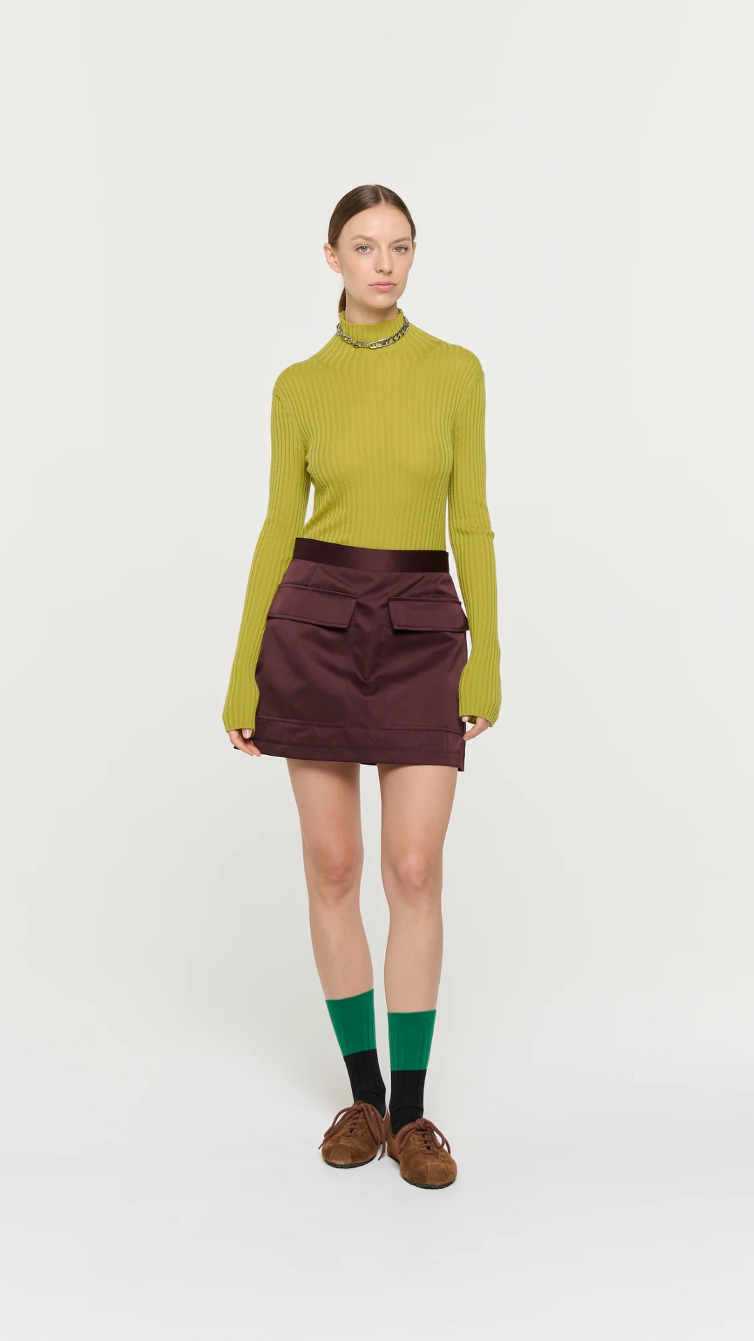 Plan C Mini Skirt in Burgundy