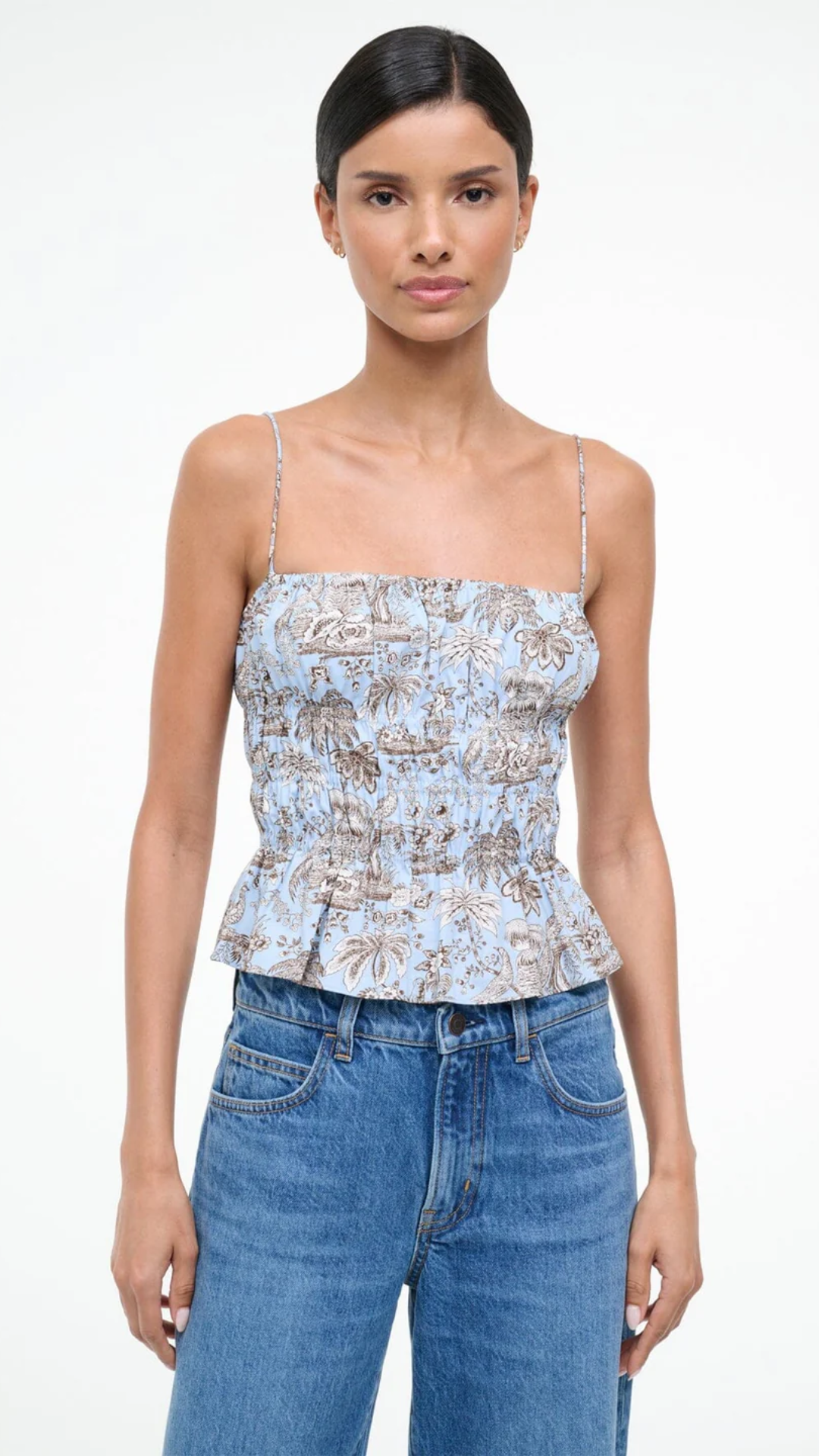 Staud Ayla Top in Sky Toile
