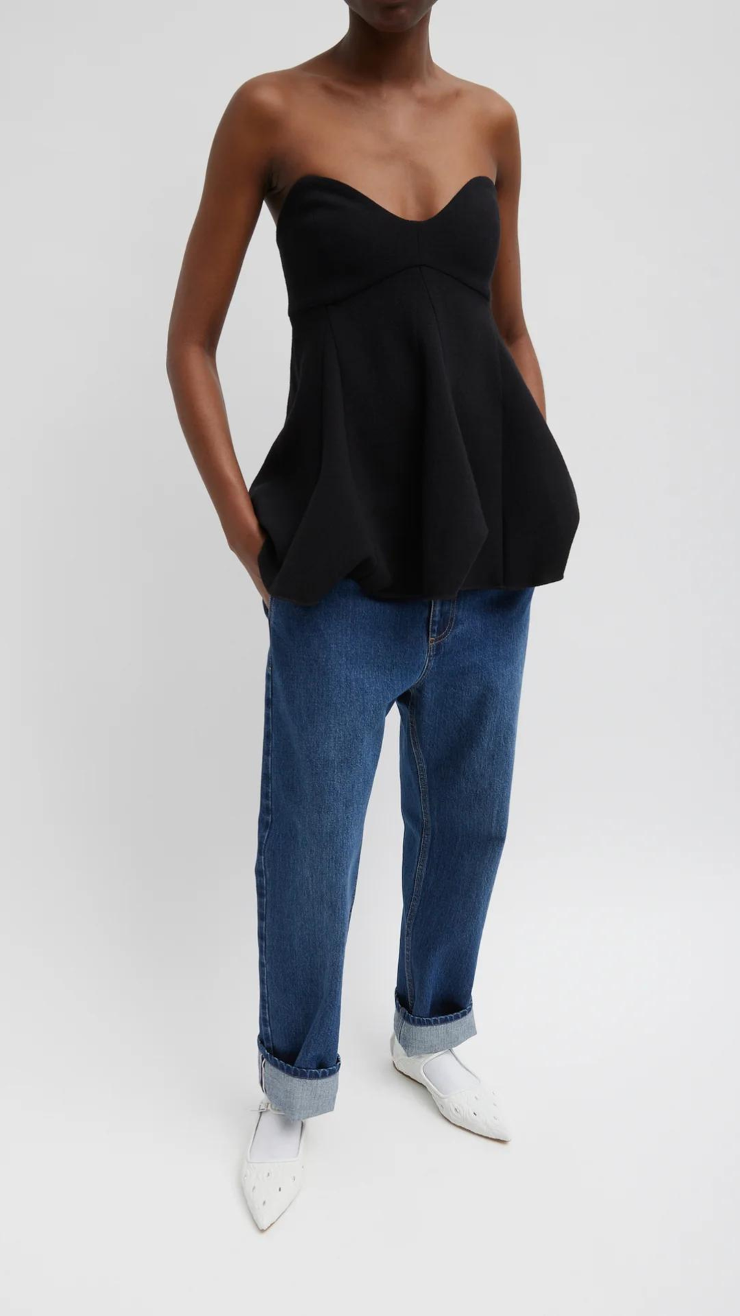 Tibi Melee Crepe Strapless Top