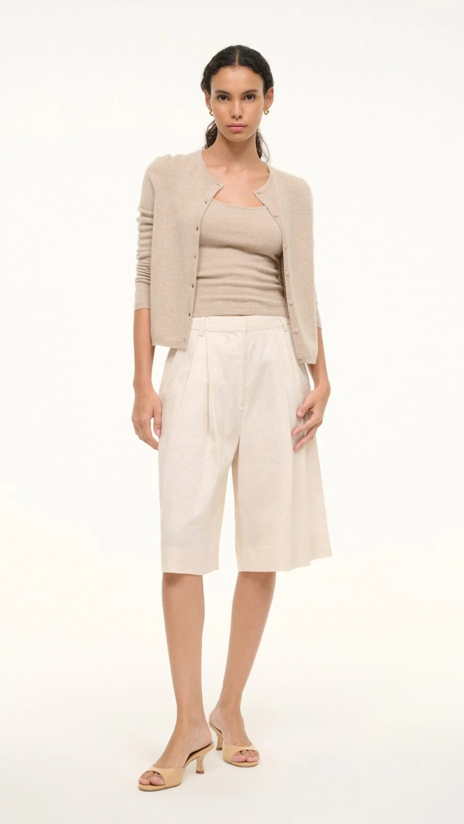 Staud Cruz Bermuda Linen Short in Natural