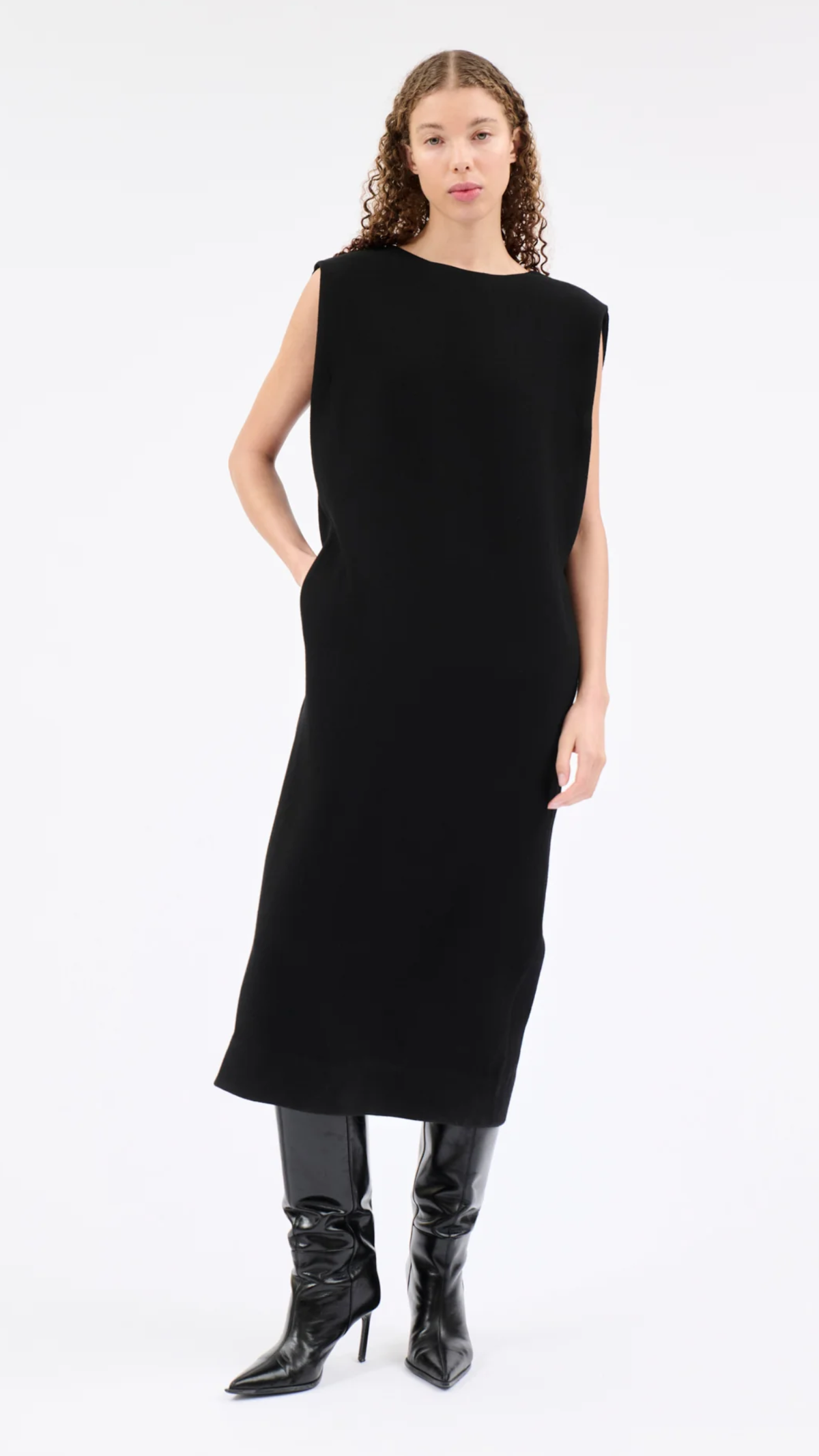 Odeeh Heavy Georgette Dress in Jet Black