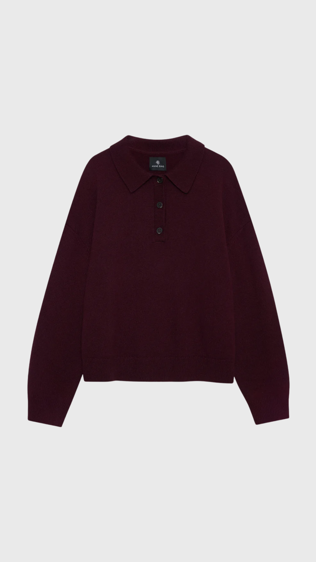 Anine Bing Lee Polo Sweater in Fig