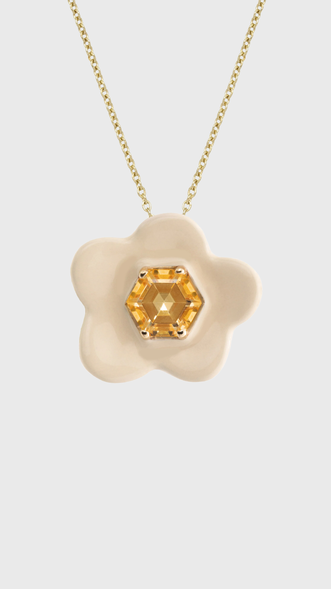 Aliita Flower Hexagonal Citrine Enamel Necklace